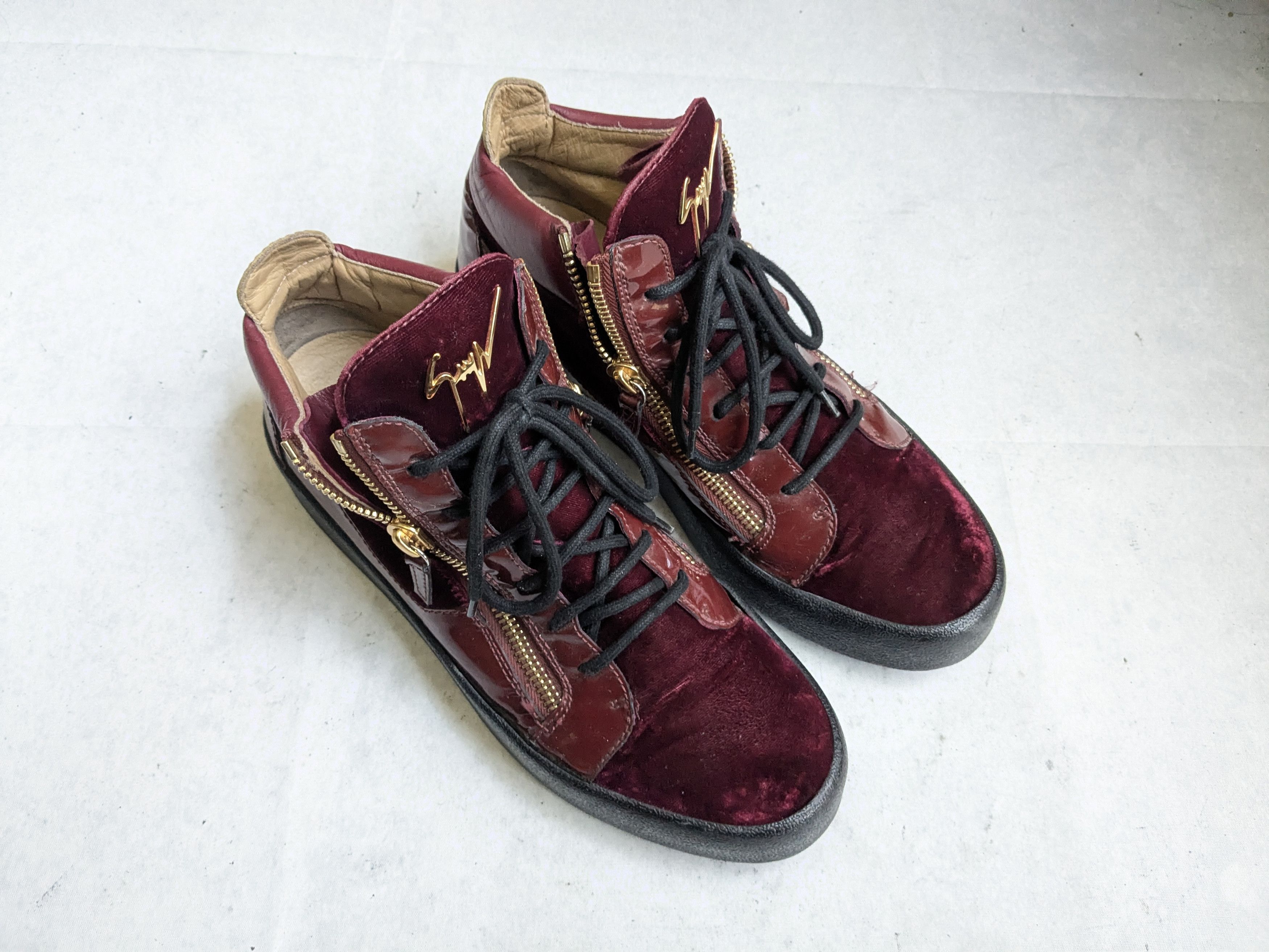 Giuseppe Zanotti Giuseppe Zanotti Sneakers 11 44 Burgundy Velvet High Gold Size US 11 / EU 44 - 4 Thumbnail