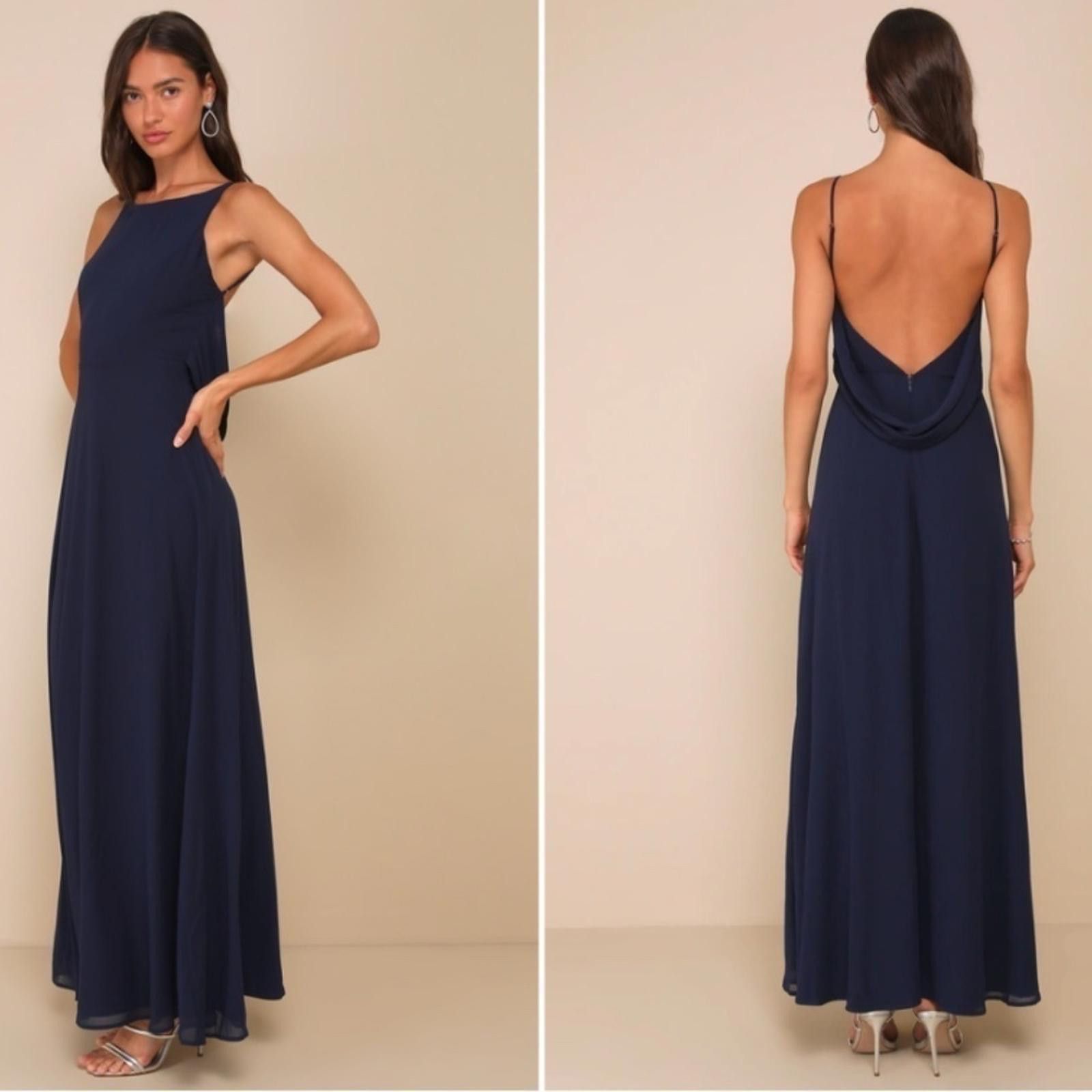 Lulus LULU's Prom Wedding Flowy Romantic Open Back Chiffon Maxi Size L / US 10 / IT 46 - 1 Thumbnail