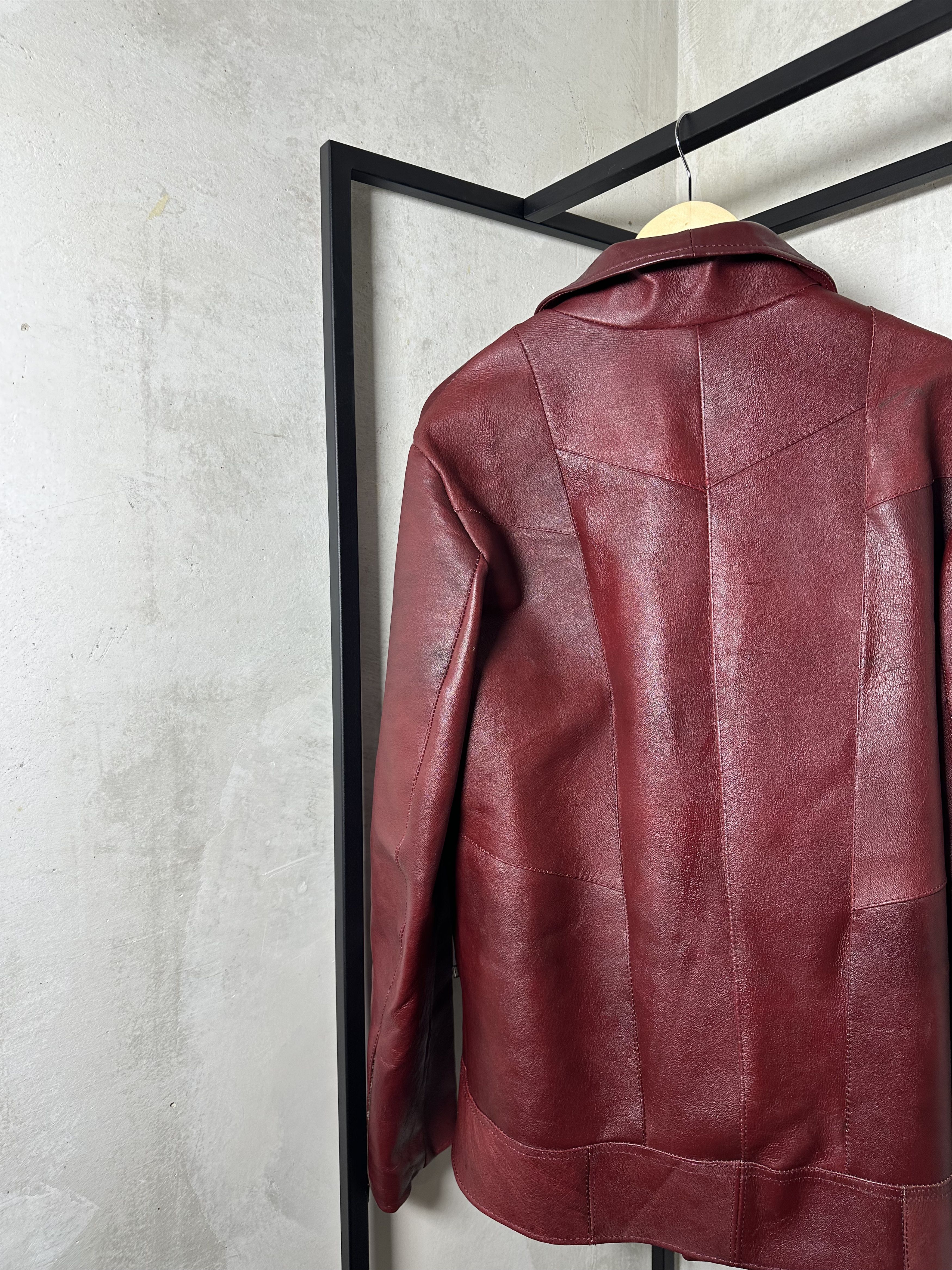 Genuine Leather Custom Made Leather BBS Burgundy Leather Jacket Size US XL / EU 56 / 4 - 6 Thumbnail