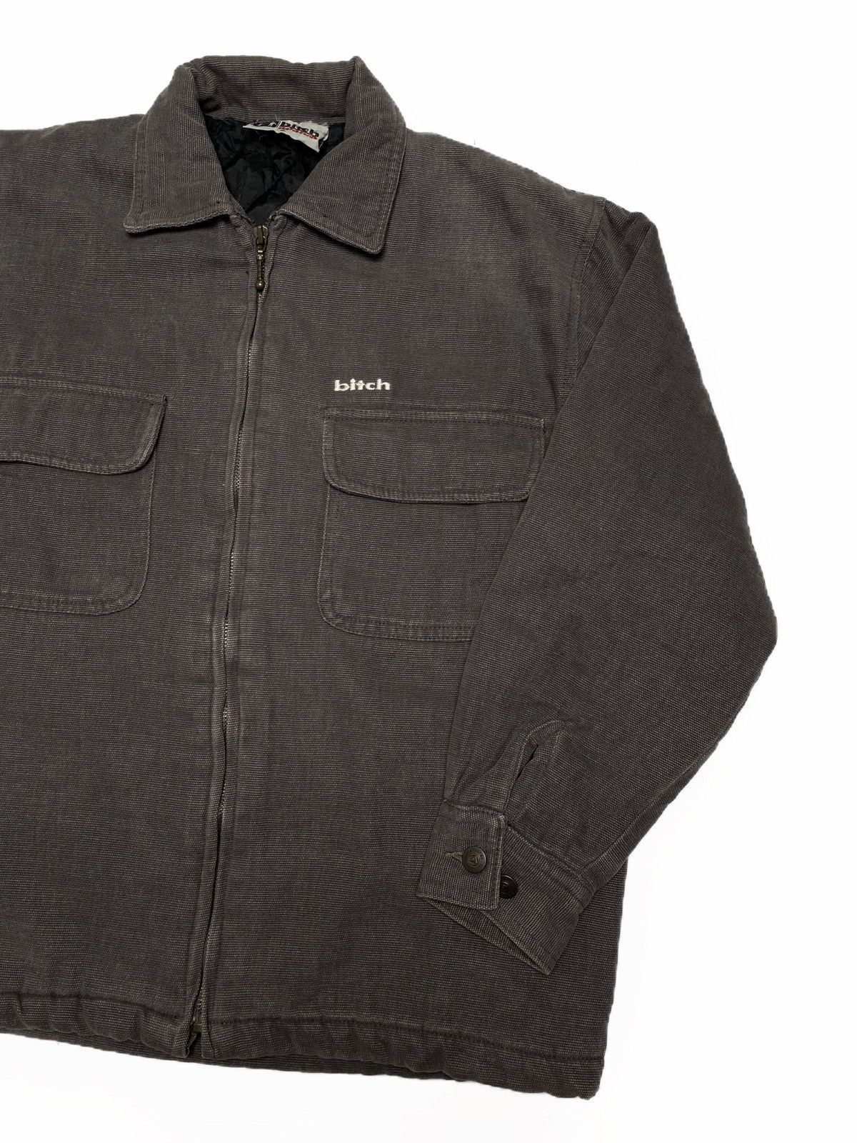 Vintage Vintage 1990’s Bitch Skateboards grey Work Jacket Size US M / EU 48-50 / 2 - 2 Thumbnail