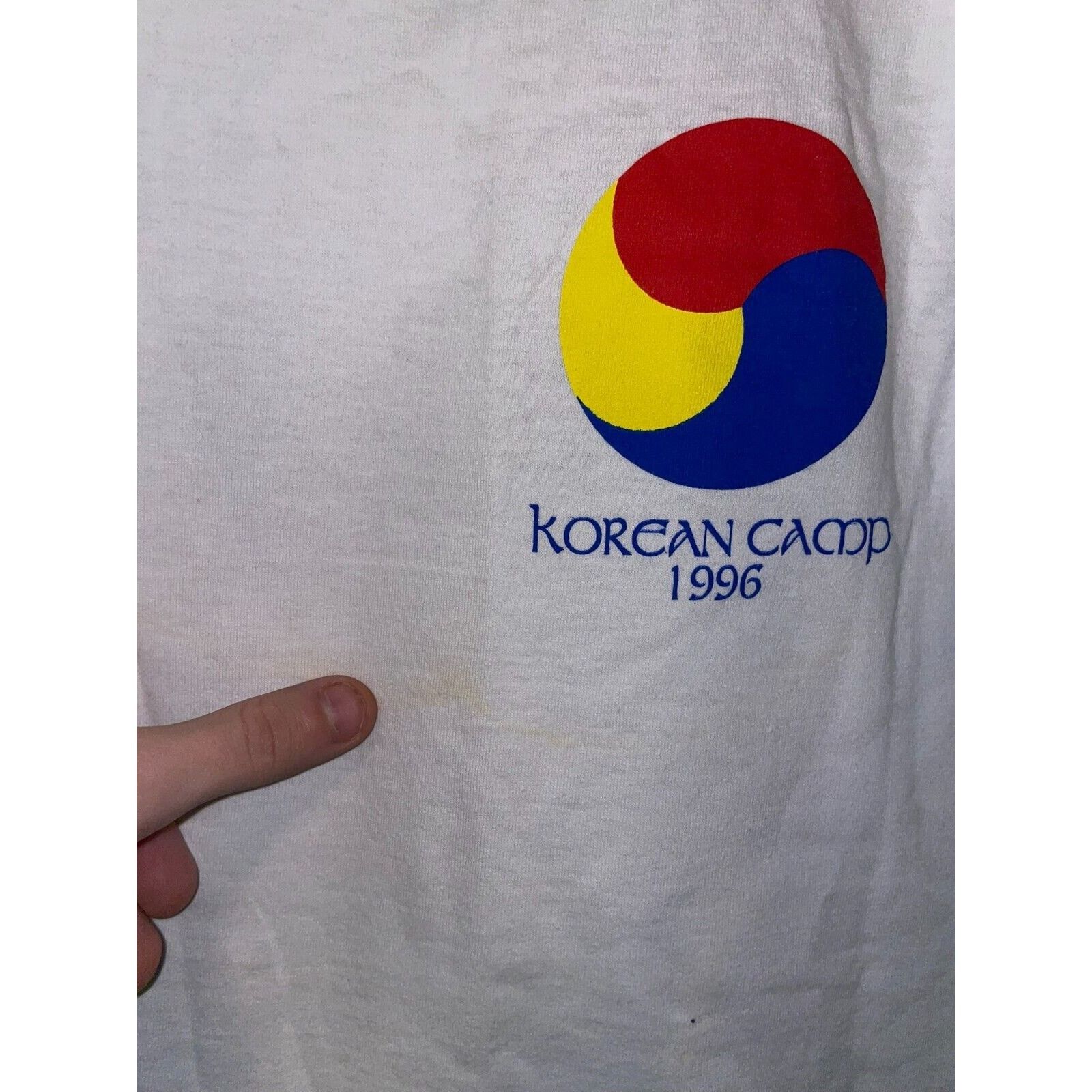 Jerzees Vintage Korea Shirt Korean Camp Tee STAINED Yellowed Jerzees Size US L / EU 52-54 / 3 - 4 Thumbnail