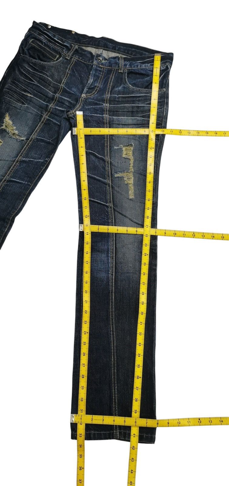 20471120 Slim Flare Jeans Buffalo Jeans Distress Denim Boot Cut Size US 33 - 11 Thumbnail