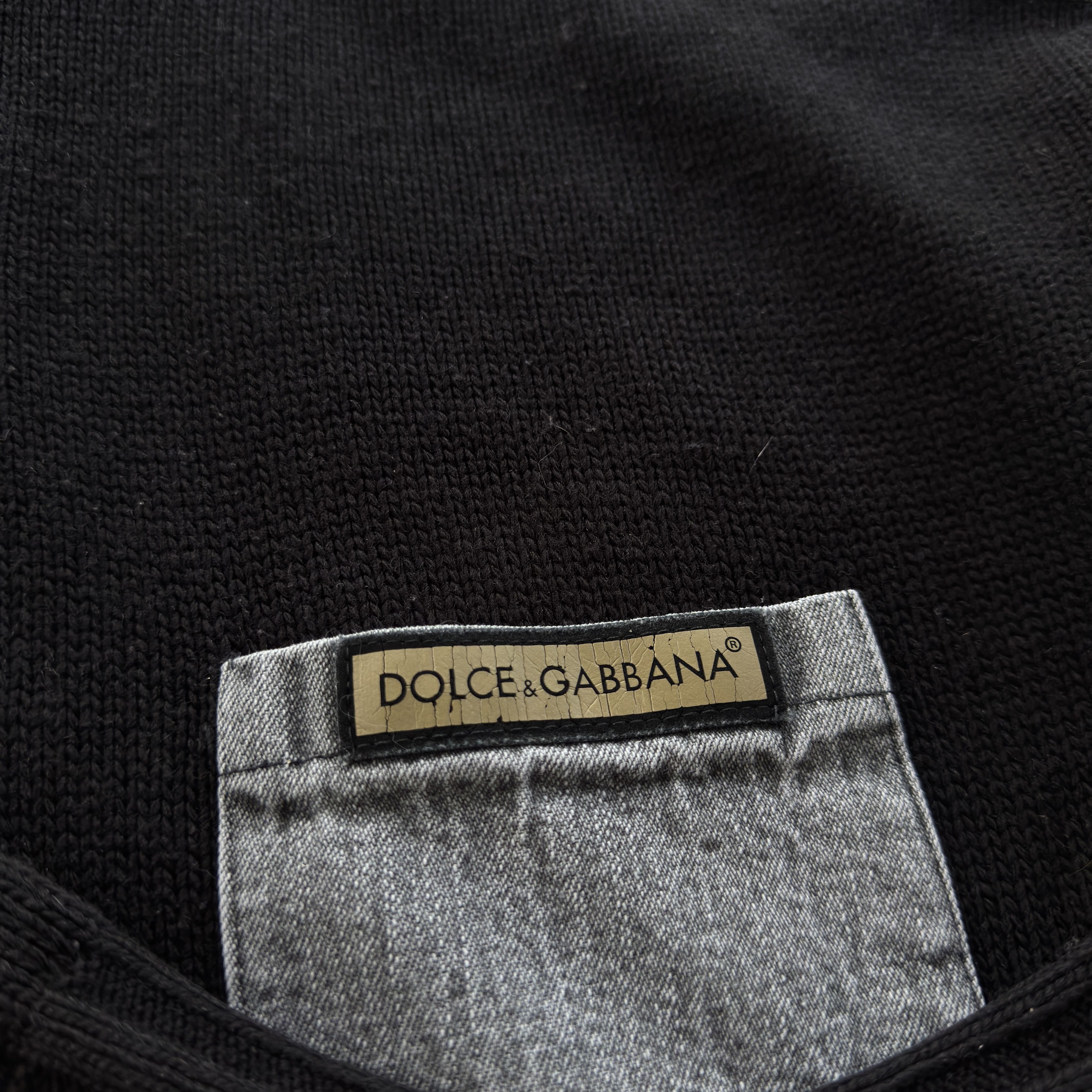 Dolce & Gabbana Dolce Gabbana Vintage 1/4 Zip Knit Sweater Denim Patches Size US L / EU 52-54 / 3 - 3 Thumbnail