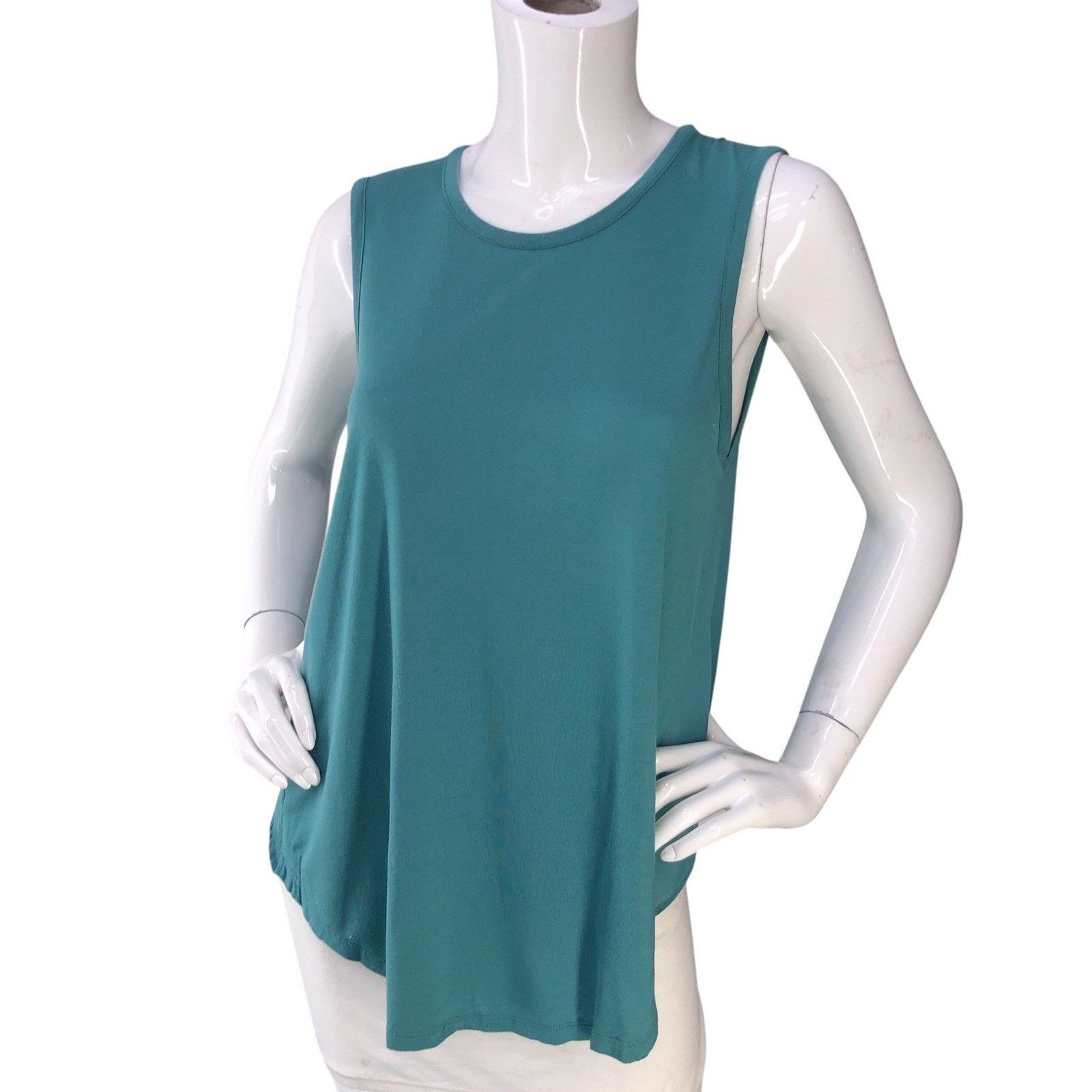Haute Hippie Haute Hippie Tank Top S Teal Modal Scoop Neck High-Low Hem Size S / US 4 / IT 40 - 1 Thumbnail