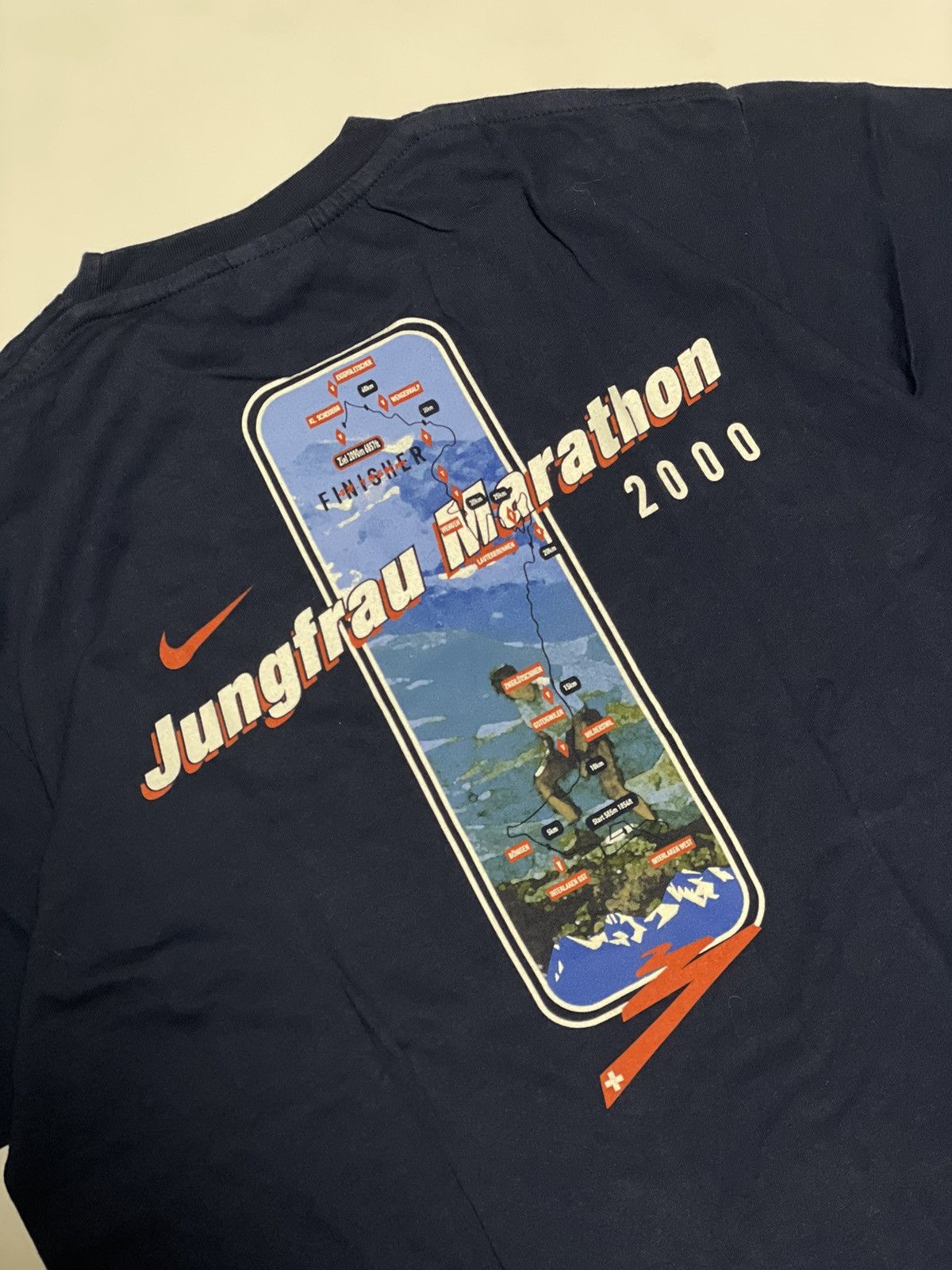 Nike × Vintage Nike Vintage 90’s Big Logo Jungfrau Marathon 2000 T-Shirt Size US M / EU 48-50 / 2 - 7 Thumbnail