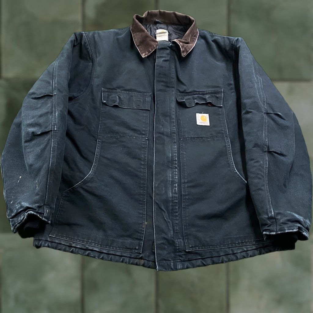 Carhartt VINTAGE Carhartt Jacket Mens 48 Black Canvas Quilted Lined Work Coat C03 BLK Jacket Size US M / EU 48-50 / 2 - 1 Thumbnail