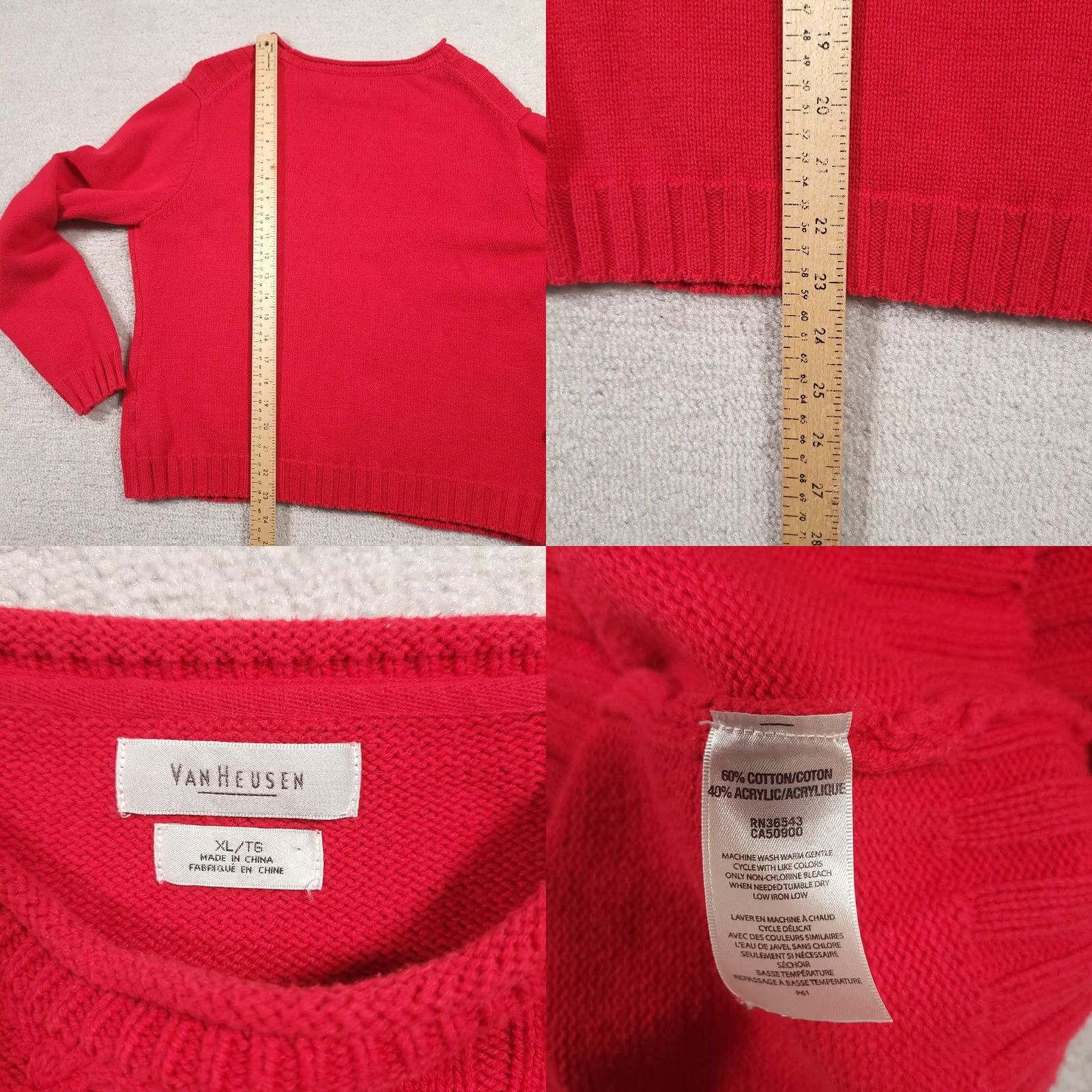 Van Heusen Van Heusen Sweater Womens XL Red Long Sleeve Cable Knit Size XL / US 12-14 / IT 48-50 - 8 Thumbnail