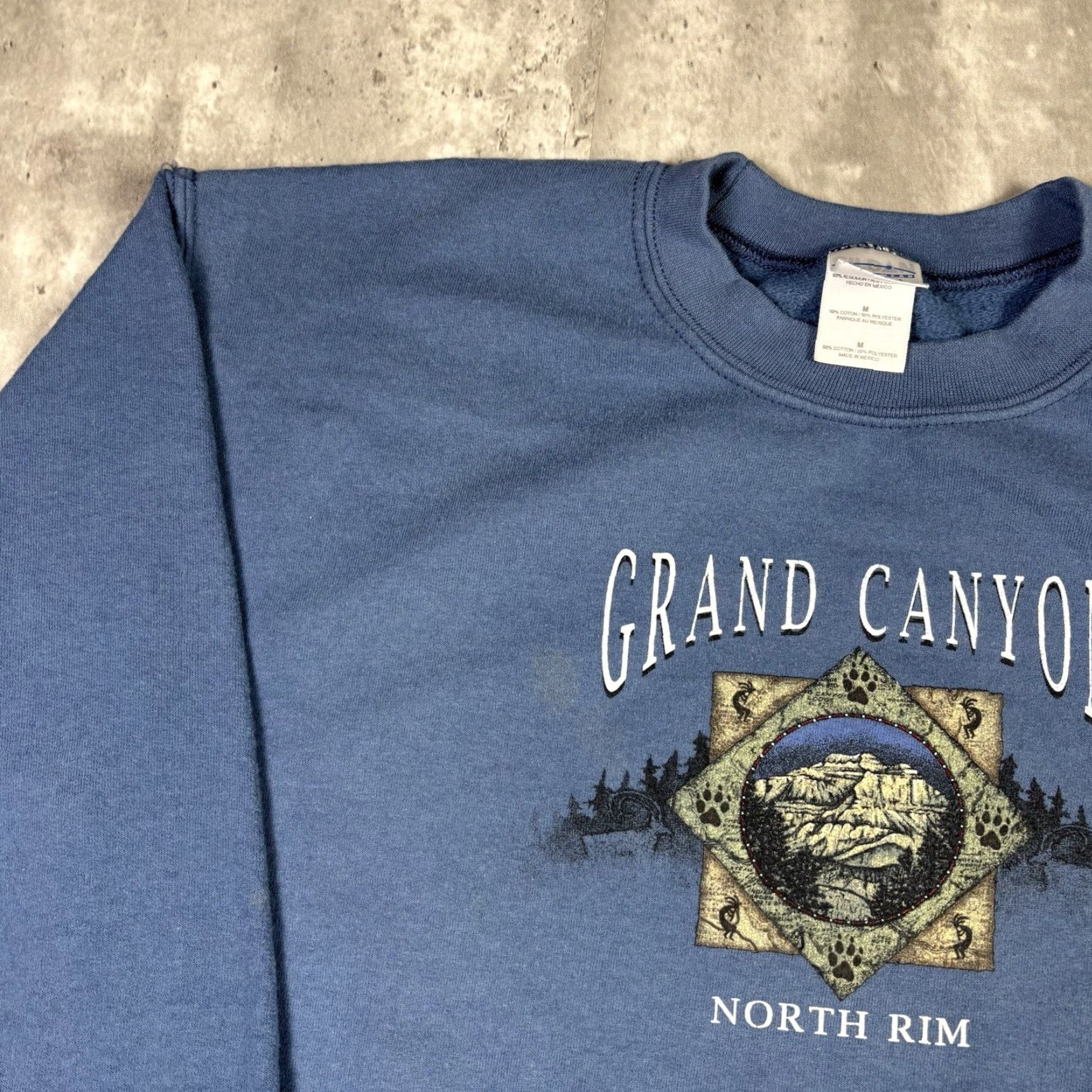 Gildan VINTAGE Grand Canyon Sweatshirt M Adult Blue Cotton Graphic Print 90s Gildan Heavyweight Pullover Men Size US M / EU 48-50 / 2 - 5 Thumbnail