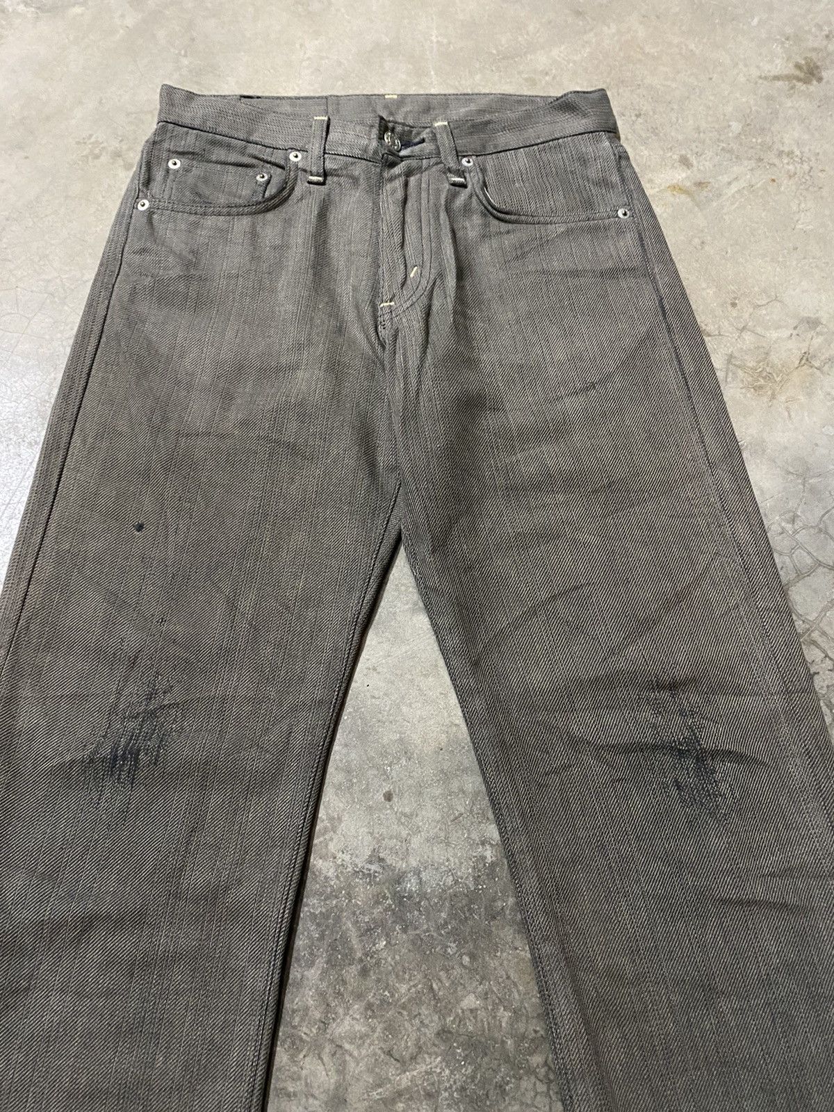 Edwin × Hysteric Glamour × Tornado Mart Baggy Jeans Edwin Grey Fade Pinstripes Distressed Jeans Size US 29 - 4 Thumbnail