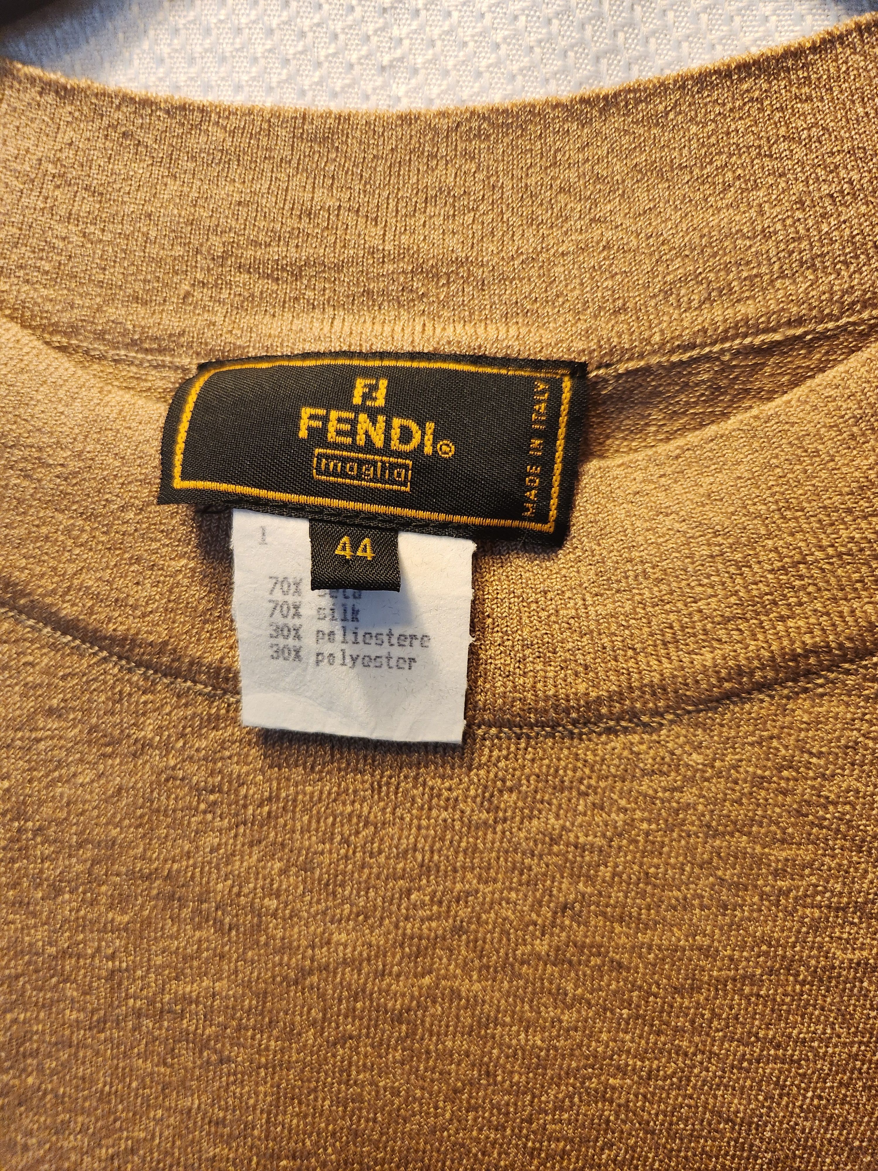 Fendi Maglia Beige Women's Silk Blend 3/4 Sleeve Pullover Sweater Size XS / US 0-2 / IT 36-38 - 3 Thumbnail