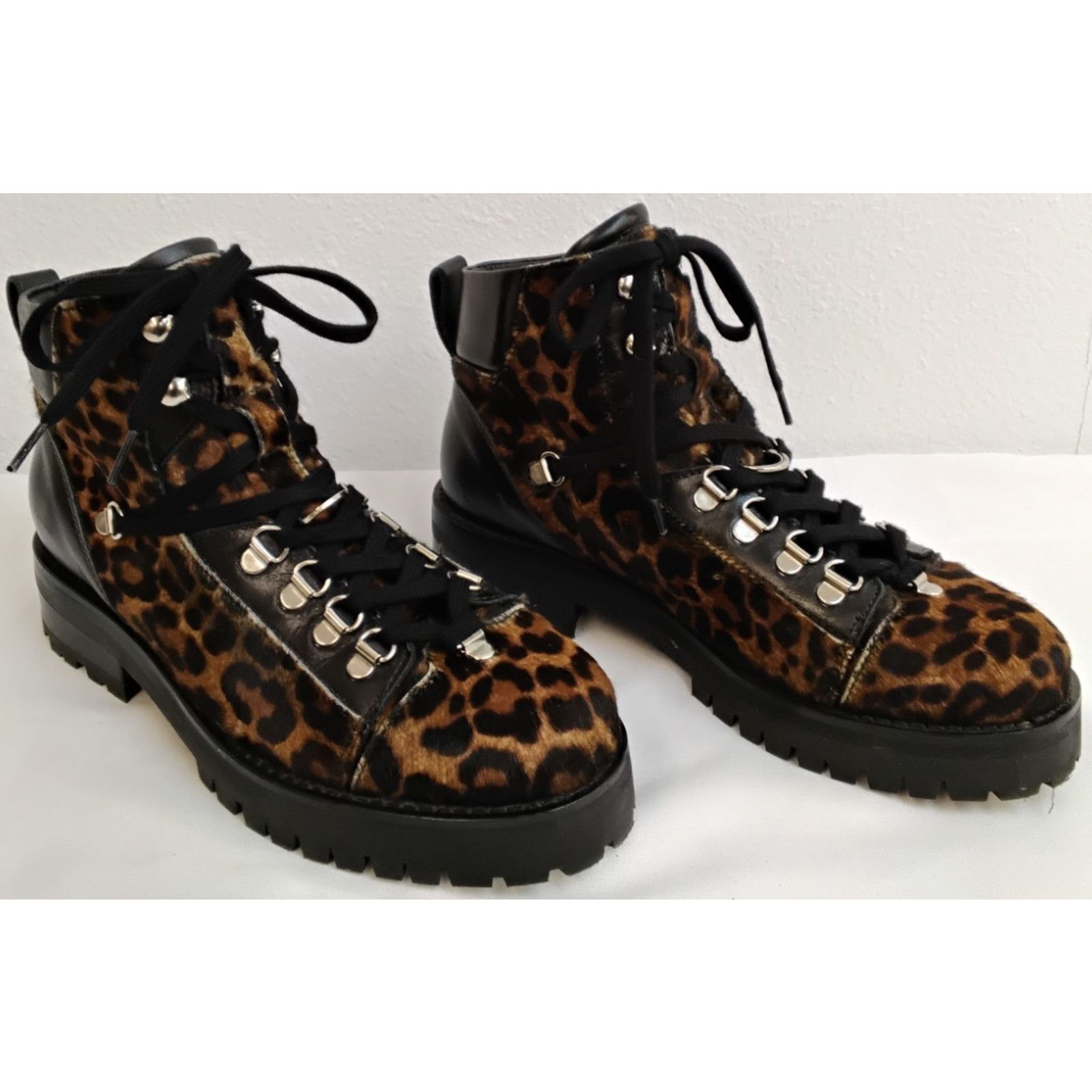 Allsaints All Saints Lia Leopard Combat Boots Women's 37 Calf Hair Size US 6.5 / IT 36.5 - 2 Thumbnail
