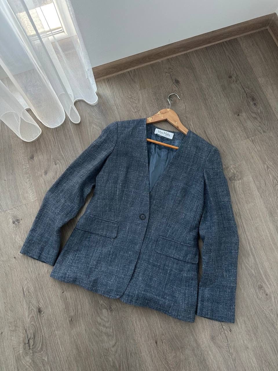 Max Mara × Vintage Vintage Max Mara Blue W’s Blazer Jacket Size M / US 6-8 / IT 42-44 - 9 Thumbnail