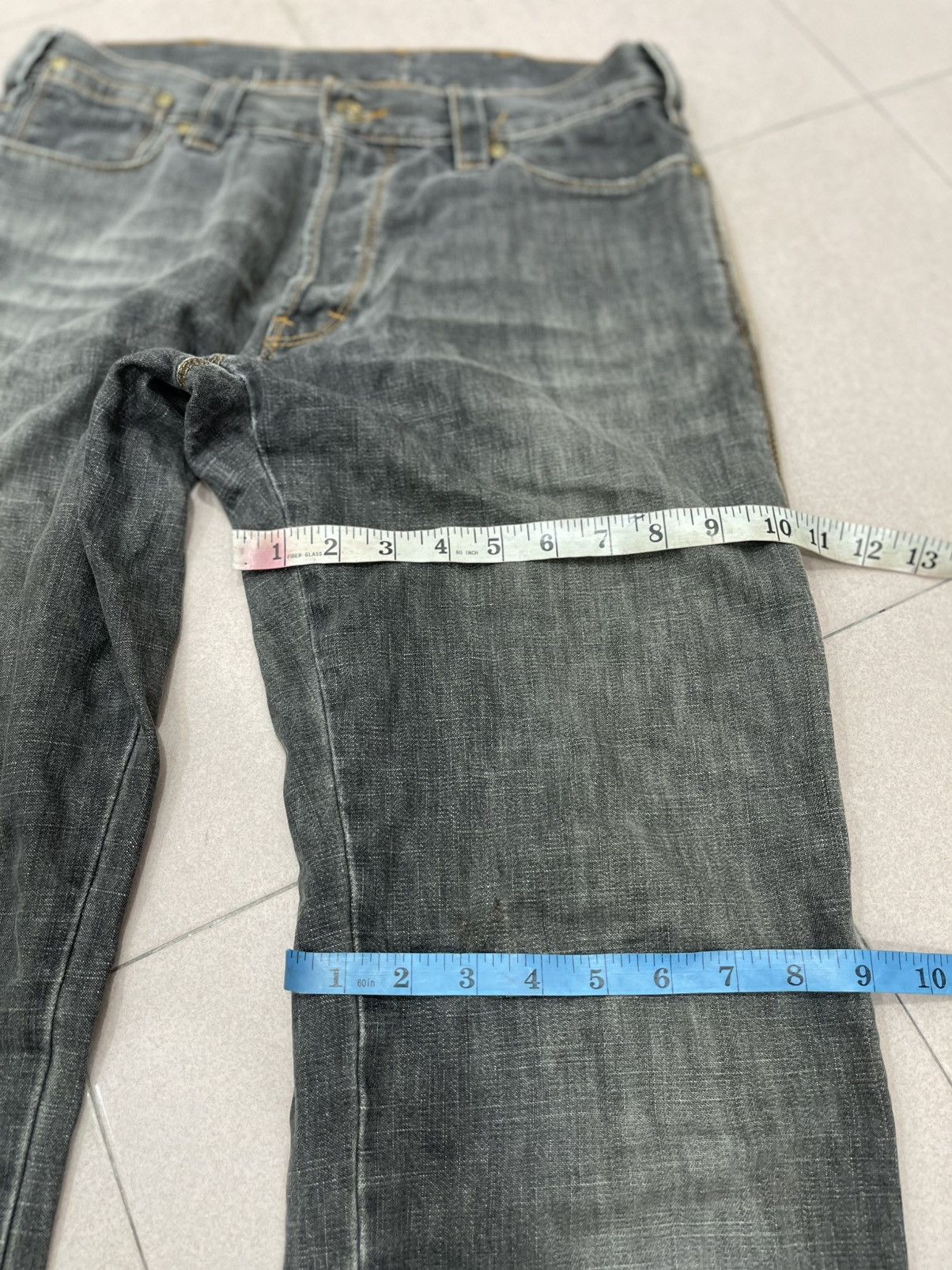 Japanese Brand Decauville Pants Jeans Mit Geradem Bien Leather Denim Size US 31 - 10 Thumbnail