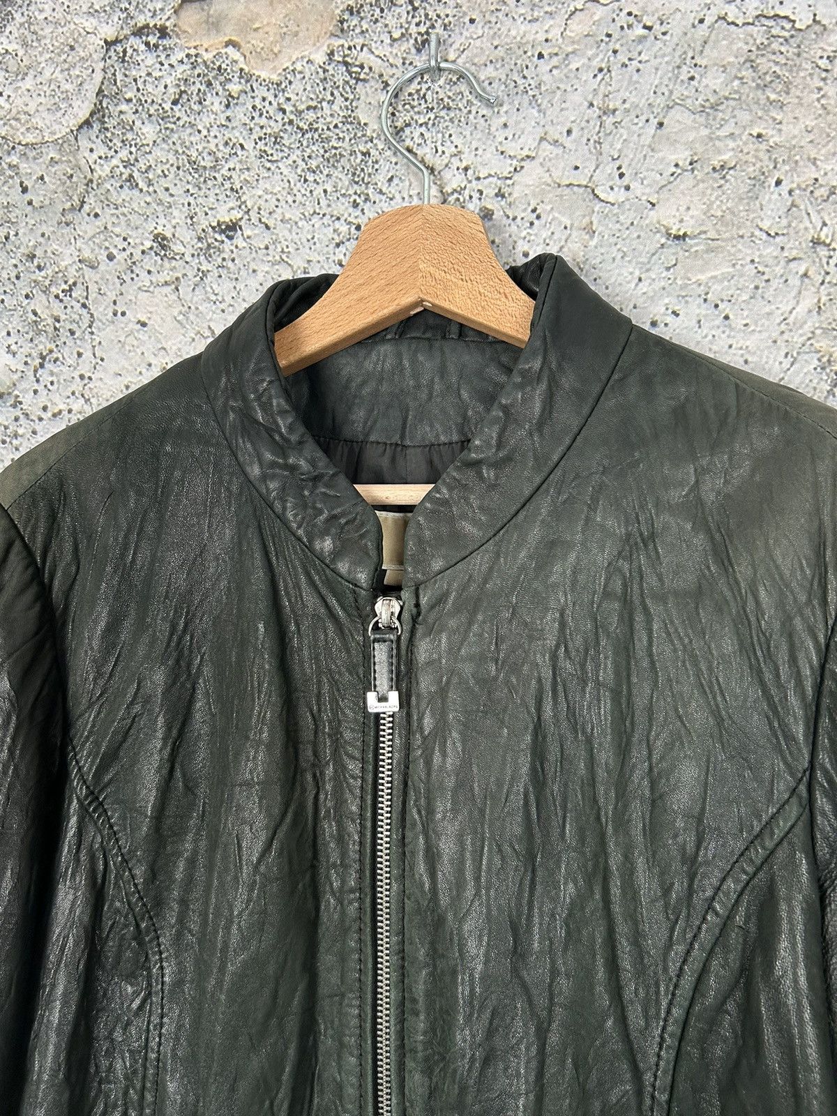 Designer × Michael Kors Michael Kors Green Genuine Leather Jacket MK Punk Rock Size L / US 10 / IT 46 - 3 Thumbnail