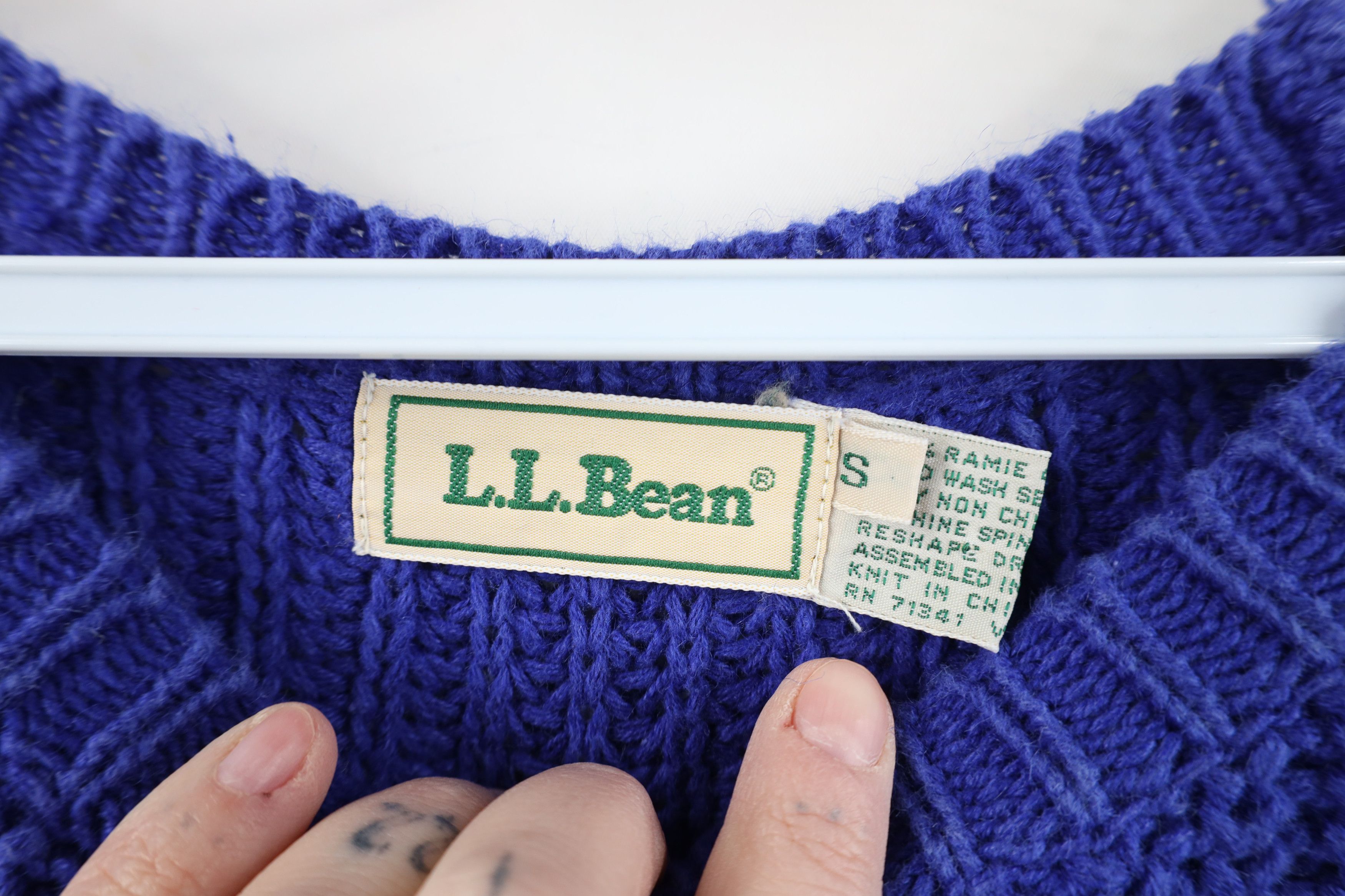 L.L. Bean Vtg 90s LL Bean Heavyweight Chunky Ribbed Knit Sweater Blue Size S / US 4 / IT 40 - 7 Thumbnail