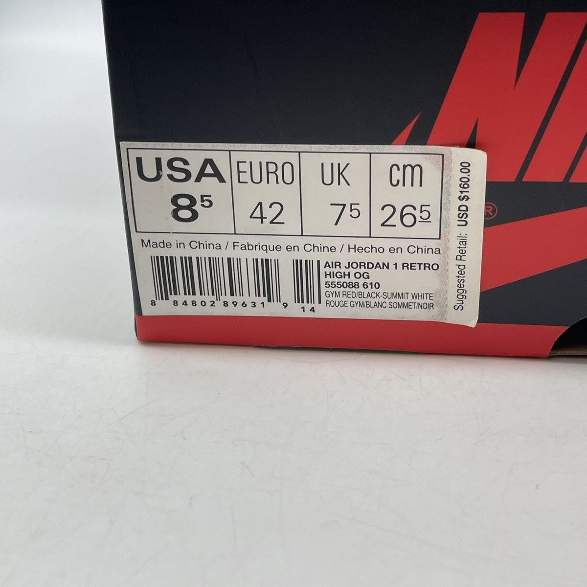 Nike Air Jordan 1 high bred toe Size US 8.5 / EU 41-42 - 9 Thumbnail