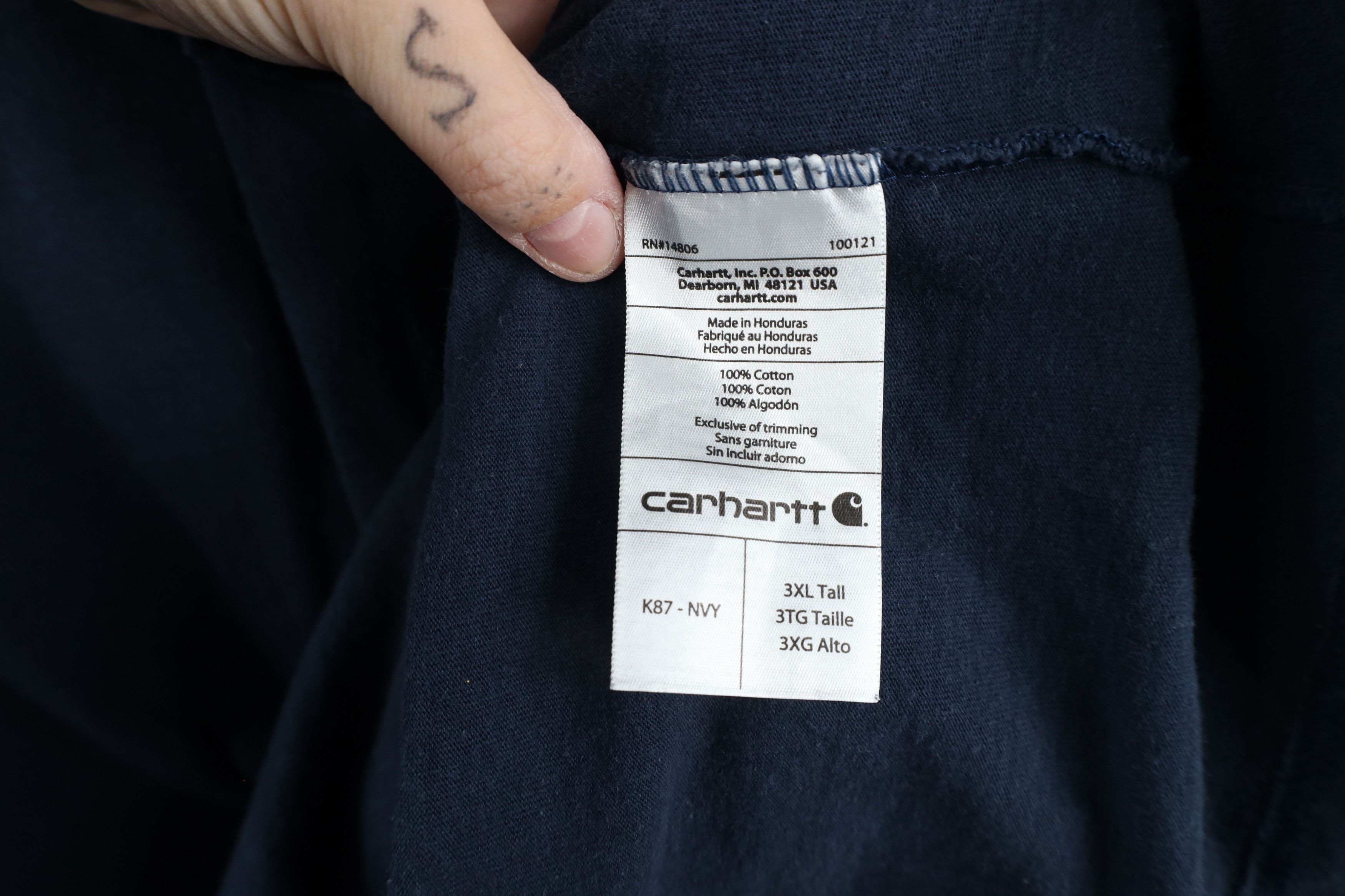 Carhartt × Vintage Vintage Carhartt Out Heavyweight Pocket T-Shirt Navy Blue Size US XXL / EU 58 / 5 - 8 Thumbnail