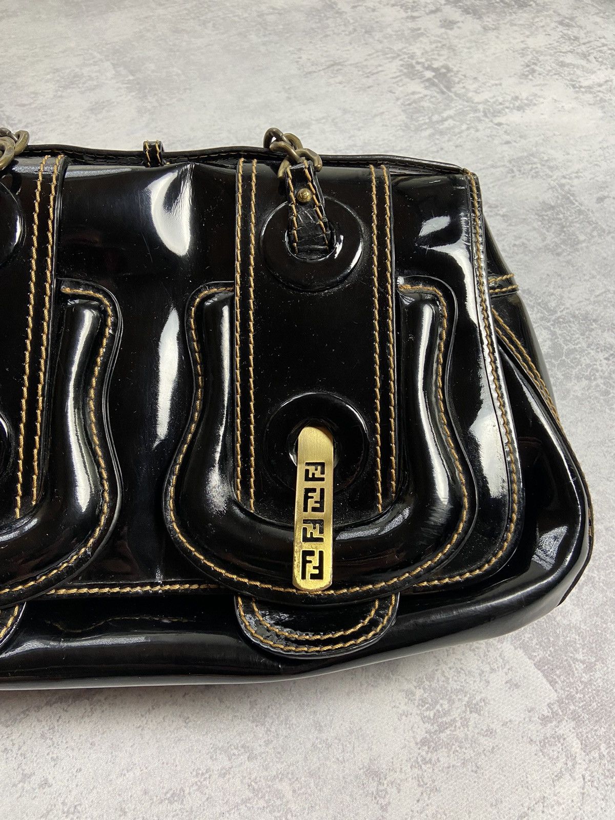 Fendi black patent leather bag outlet