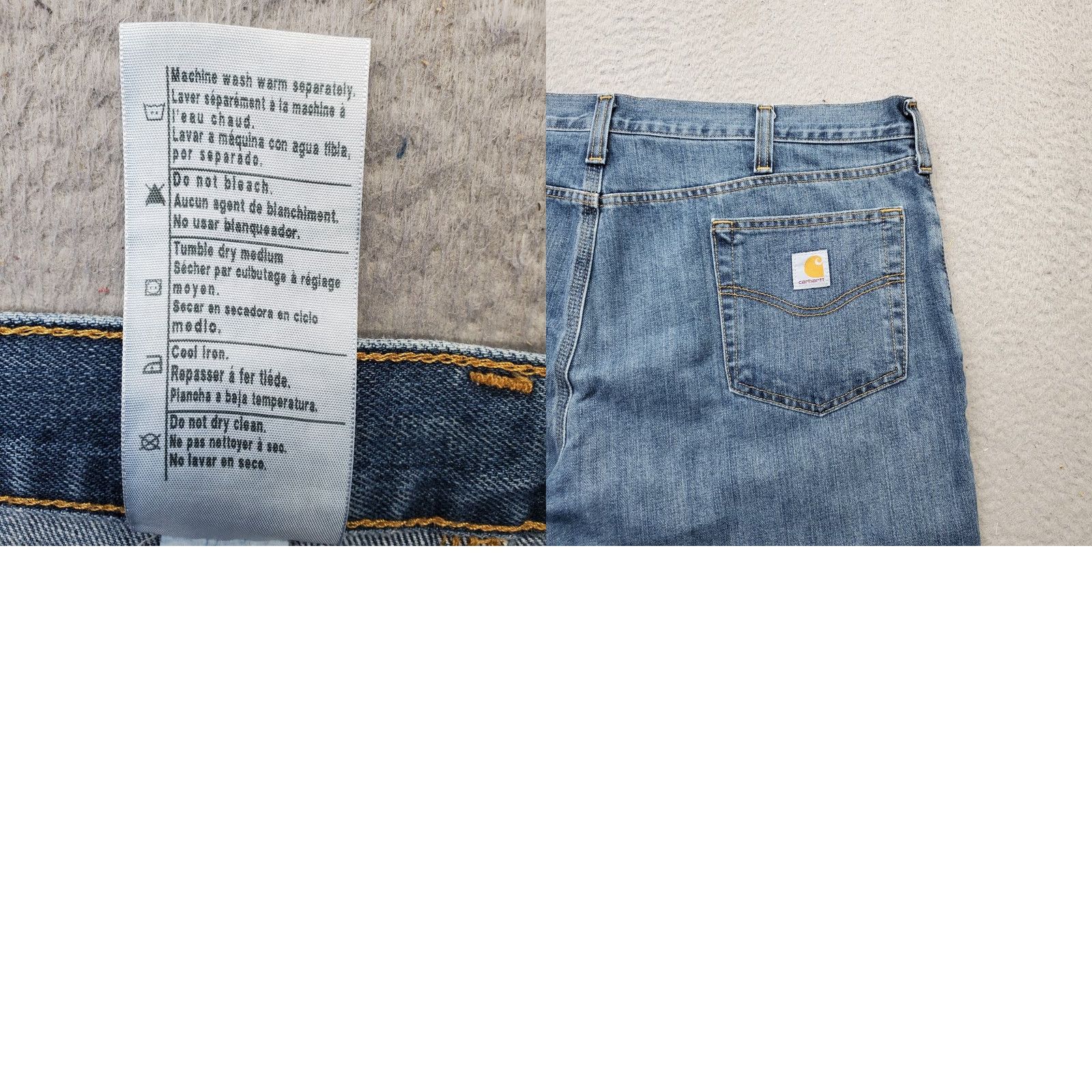 Carhartt Carhartt Jeans Mens 42x32 Blue Denim Regular Fit Straight Leg Workwear Stretch Jeans Size US 42 / EU 58 - 8 Thumbnail