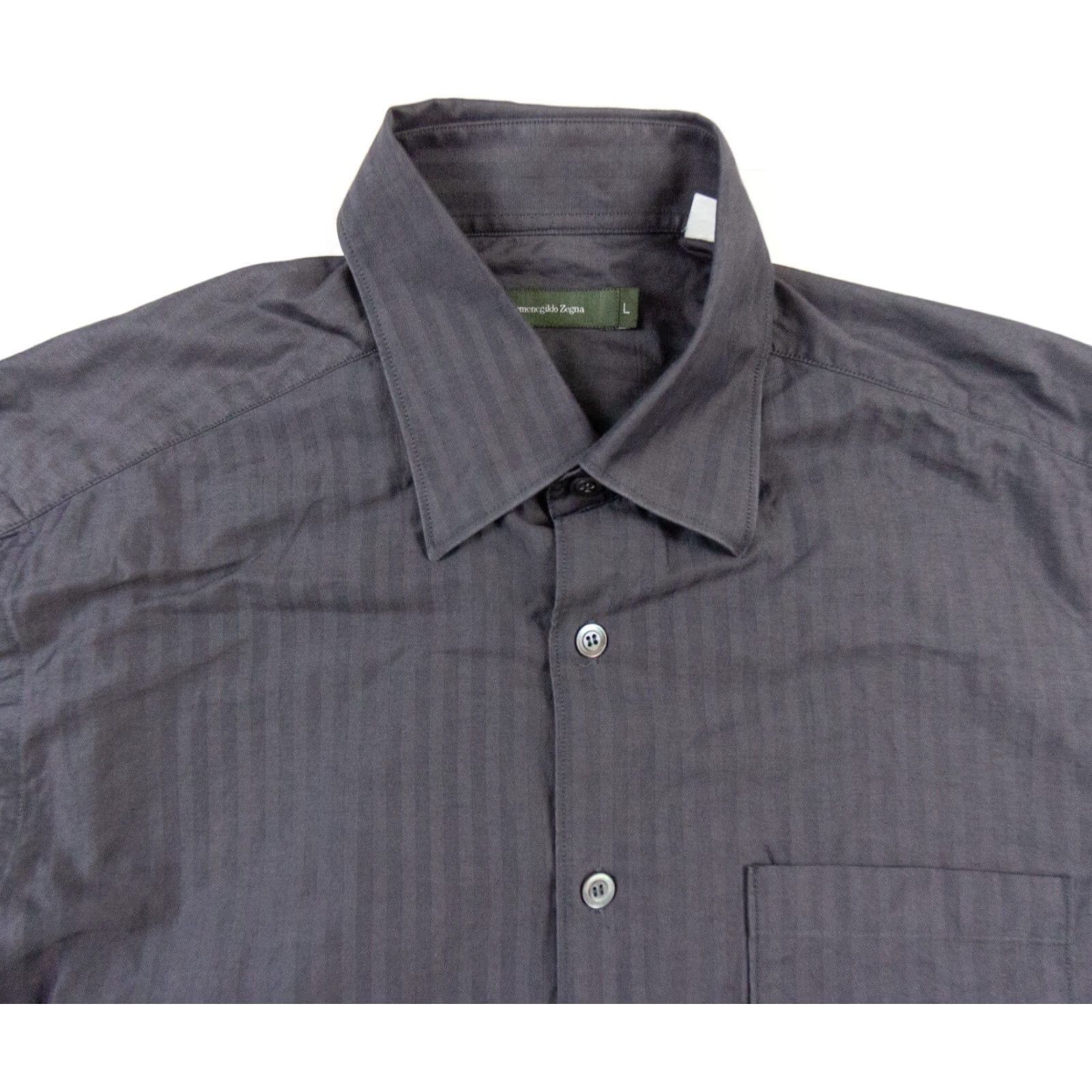 Ermenegildo Zegna Ermenegildo Zegna Button-Down Shirt Mens Large Gray Long Sleeve Preppy Size US L / EU 52-54 / 3 - 2 Thumbnail