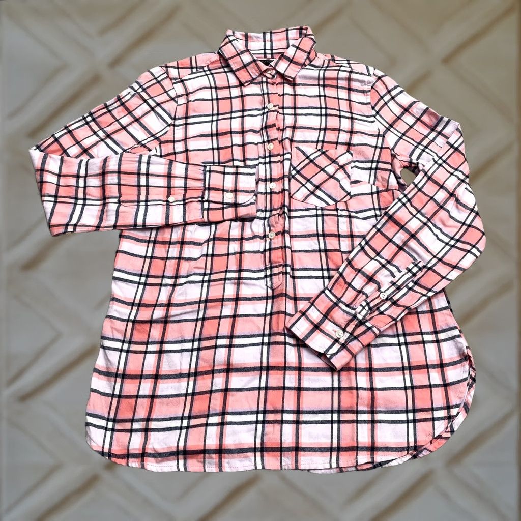 J.Crew J.CREW Button-Up Shirt Womens Small Pink Plaid Flannel Cotton Classic Casual Tailored Sl-F? Size S / US 4 / IT 40 - 1 Thumbnail