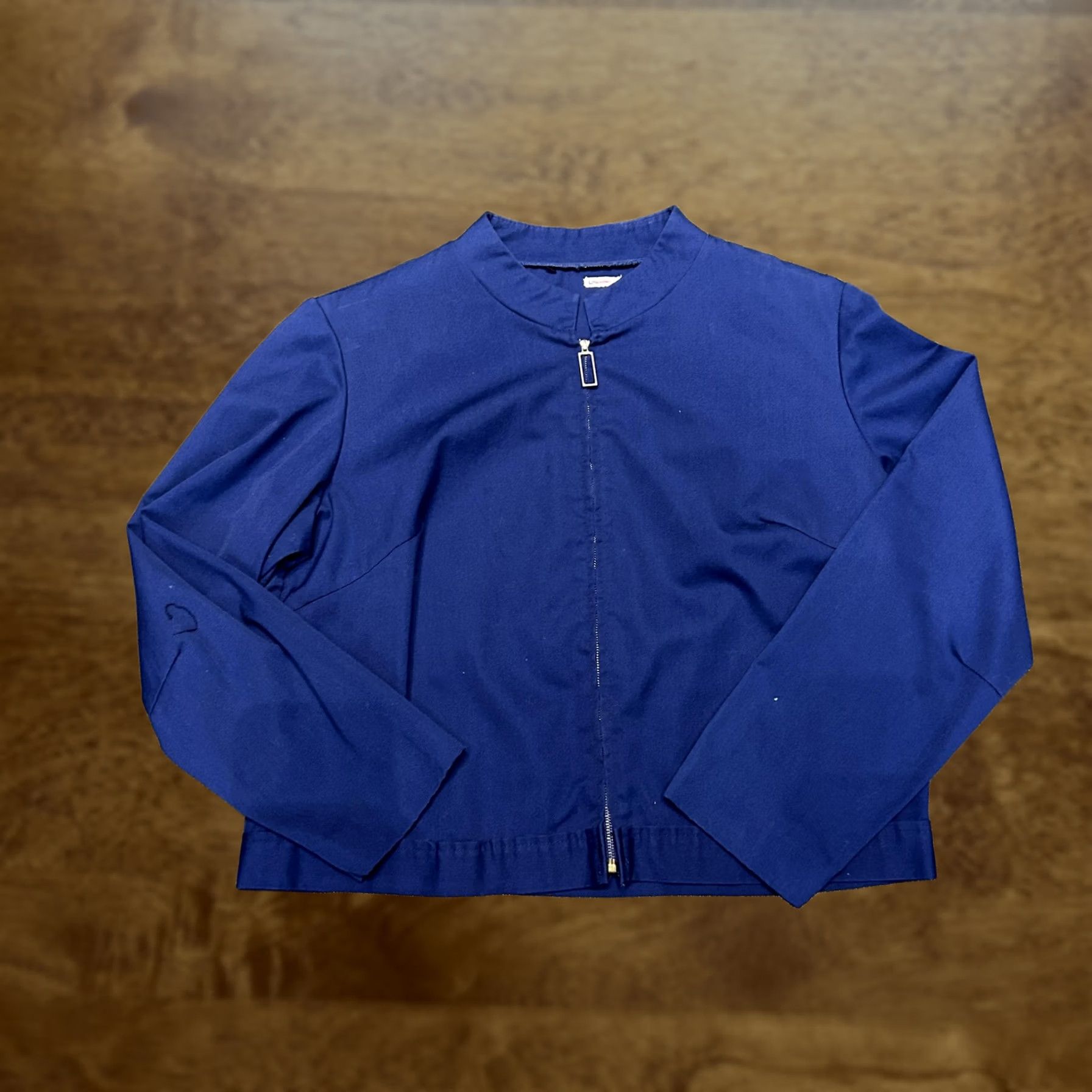 Vintage Litwinowicz Jacket Womens Medium Blue Cotton Twill Full Zip Collared Short Basic Jacket Womens M Blue Twill Zip Casual 90s? Size 32" / US 10 / IT 46 - 1 Thumbnail