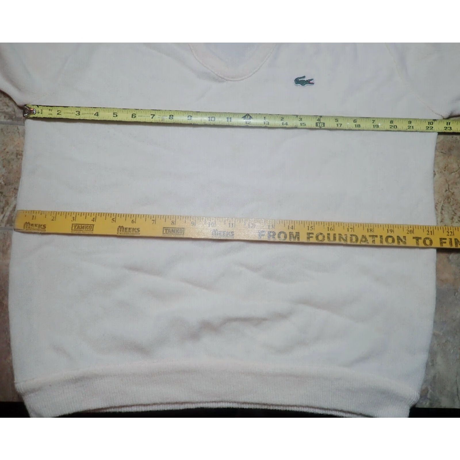 Izod VINTAGE Izod Lacoste Cream White V-Neck Pullover Sweater Men's Large USA Made Acrylic Lightweight Long Sleeve Size US L / EU 52-54 / 3 - 5 Thumbnail