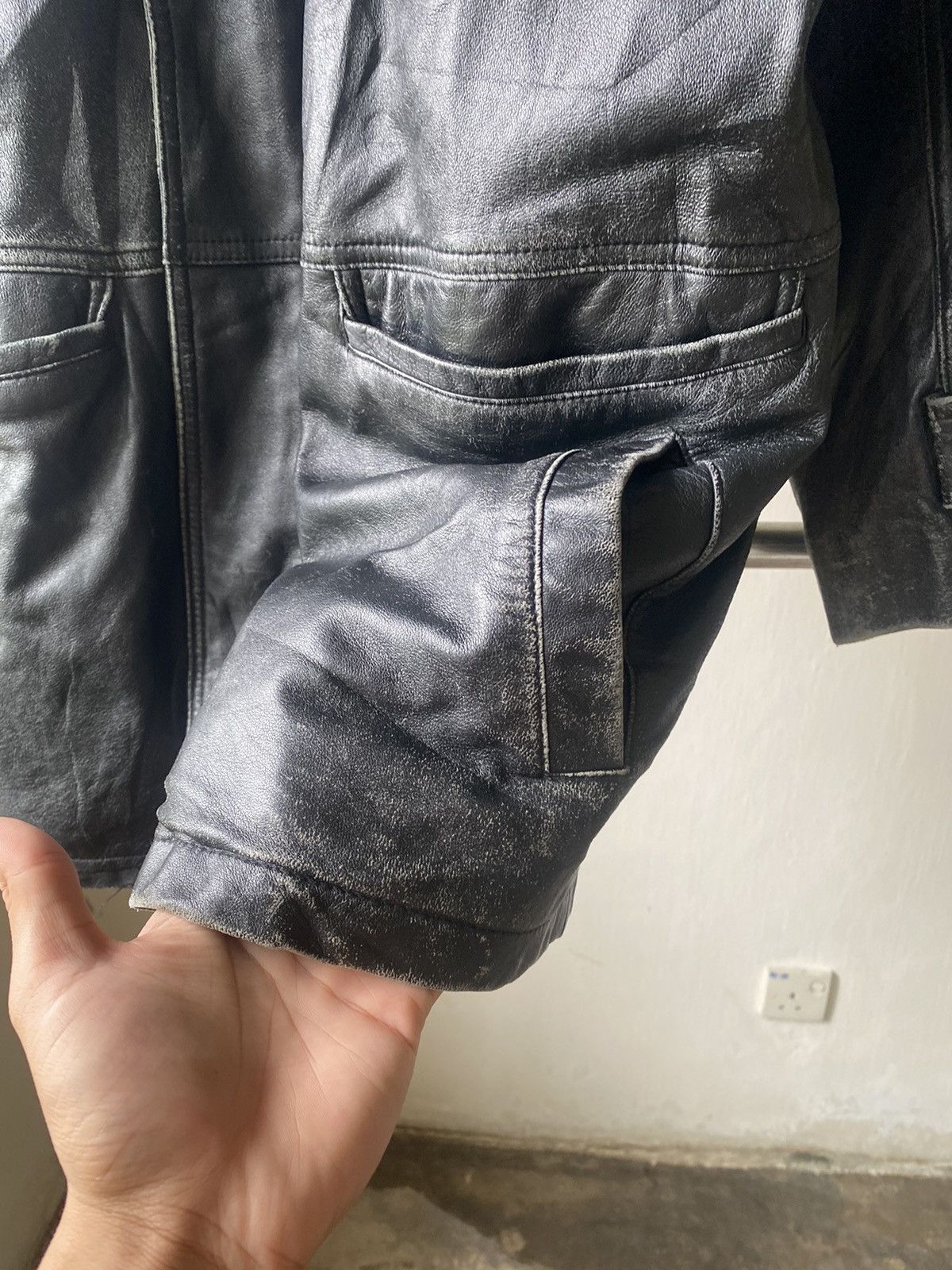 Vintage HUNT SHEEPSKIN LEATHER JACKET CASUAL 90s PUNK LGB Size US M / EU 48-50 / 2 - 7 Thumbnail