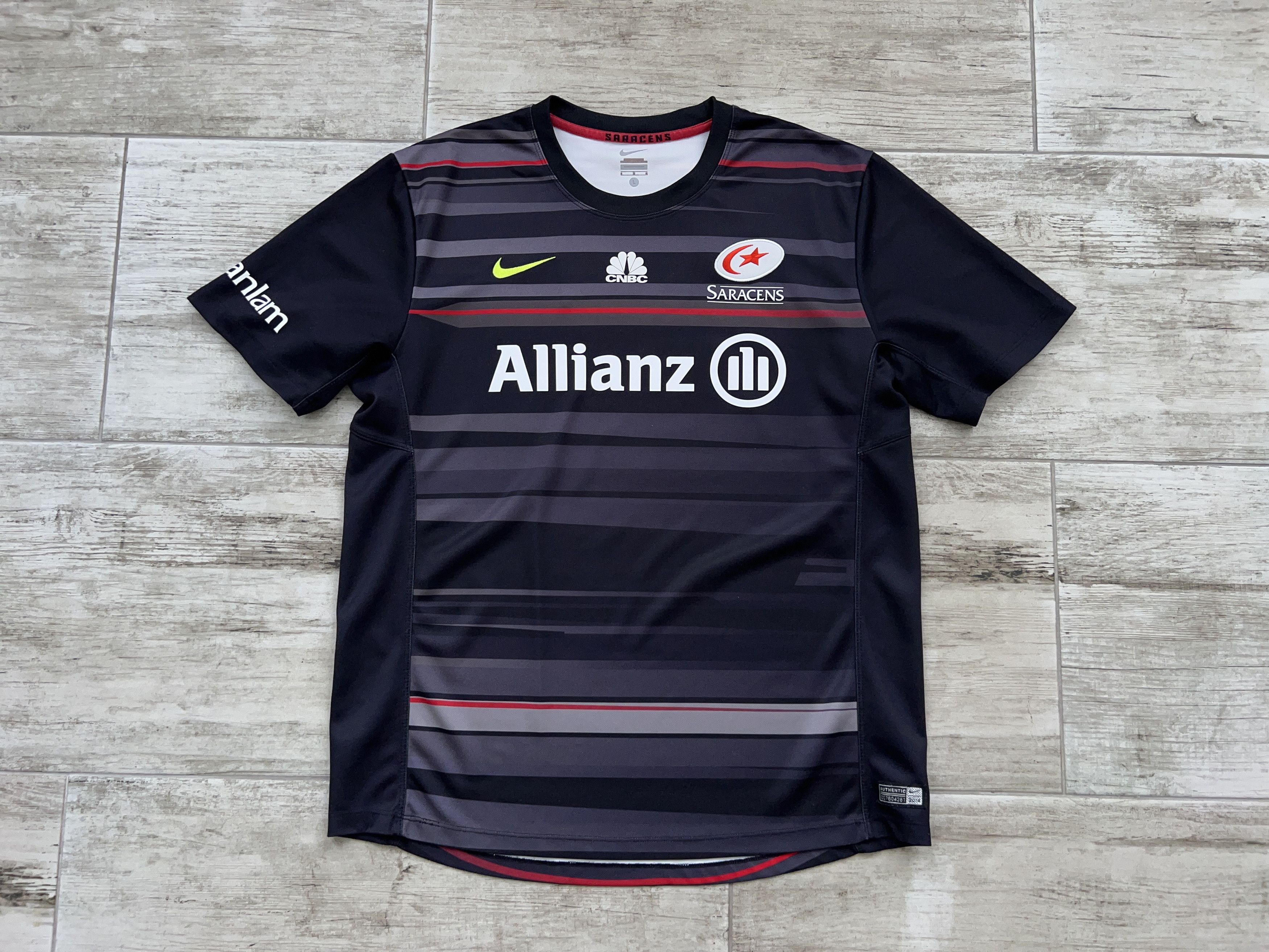 Nike Mens Nike Saracens 2014 2015 Away Rugby T Shirt Jersey Size US L / EU 52-54 / 3 - 1 Thumbnail
