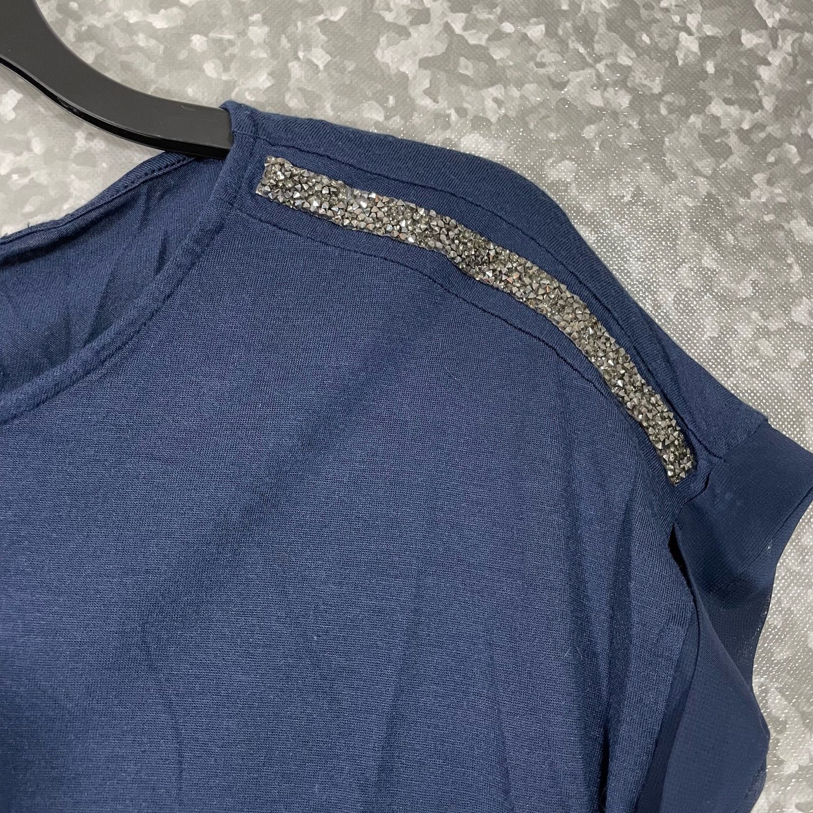 Juicy Couture Juicy Couture Navy Blue Chiffon Peplum Rhinestone Top - XS Size XS / US 0-2 / IT 36-38 - 2 Thumbnail