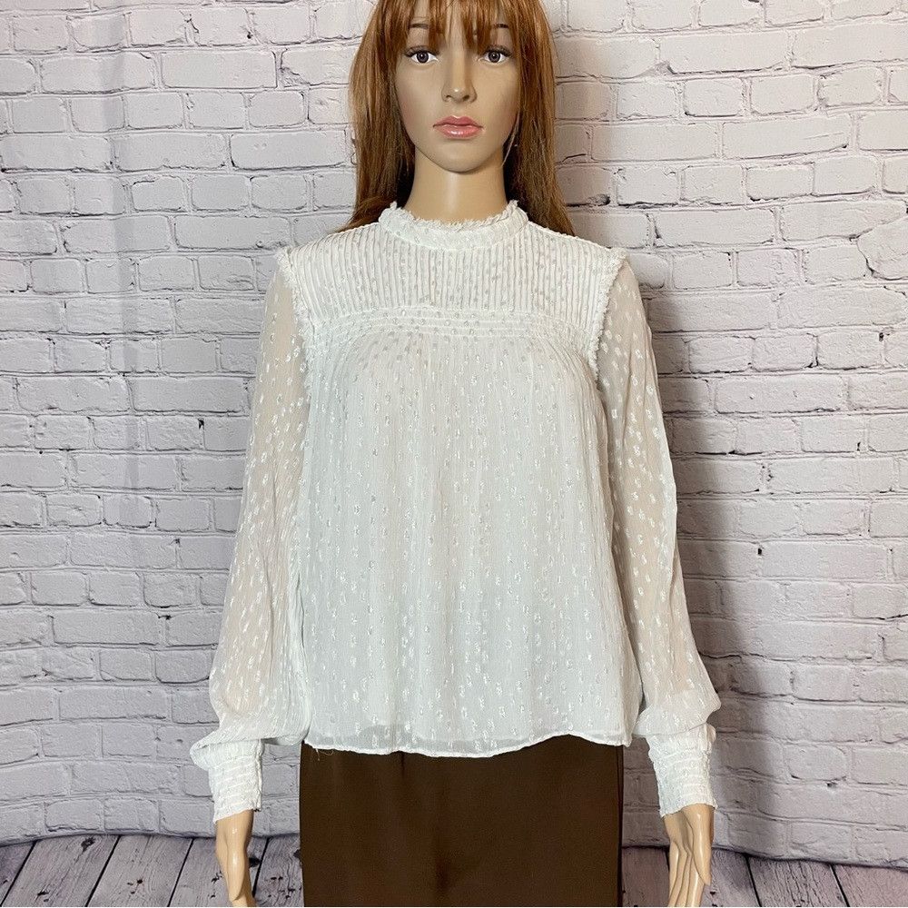 Frame Frame Smocked Metallic Woven Blouse Size S Size S / US 4 / IT 40 - 3 Thumbnail