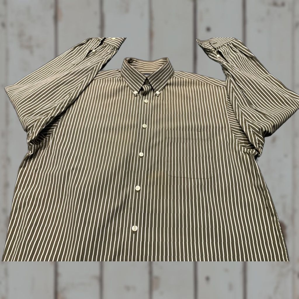 Roundtree & Yorke VINTAGE Roundtree & Yorke Mens Shirt L Brown Striped Pocket Button Up L/S 80s Two Ply Mens Size US L / EU 52-54 / 3 - 1 Thumbnail