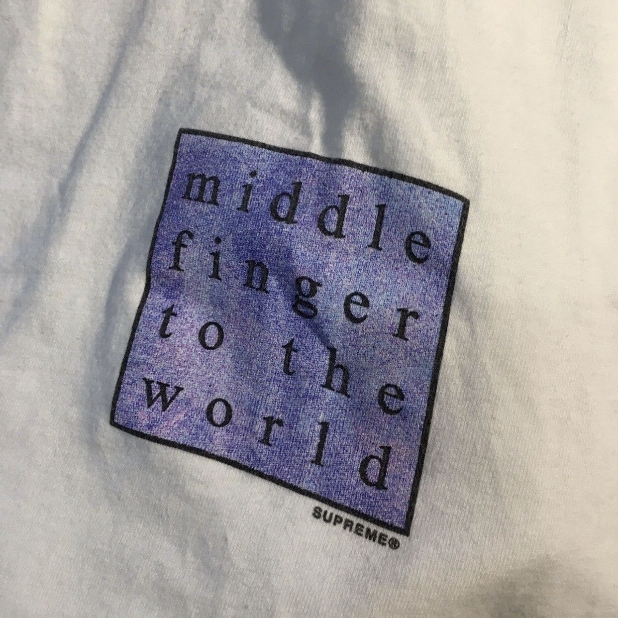 Supreme Supreme "Middle Finger to the World" Tee SS19 White Size US M / EU 48-50 / 2 - 3 Thumbnail