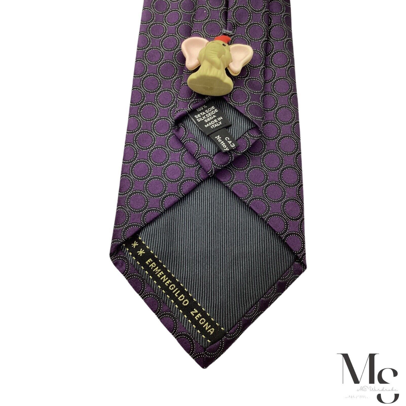 Ermenegildo Zegna Ermenegildo Zegna Purple Geometric Silk Tie Made In Italy W: Size ONE SIZE - 5 Thumbnail