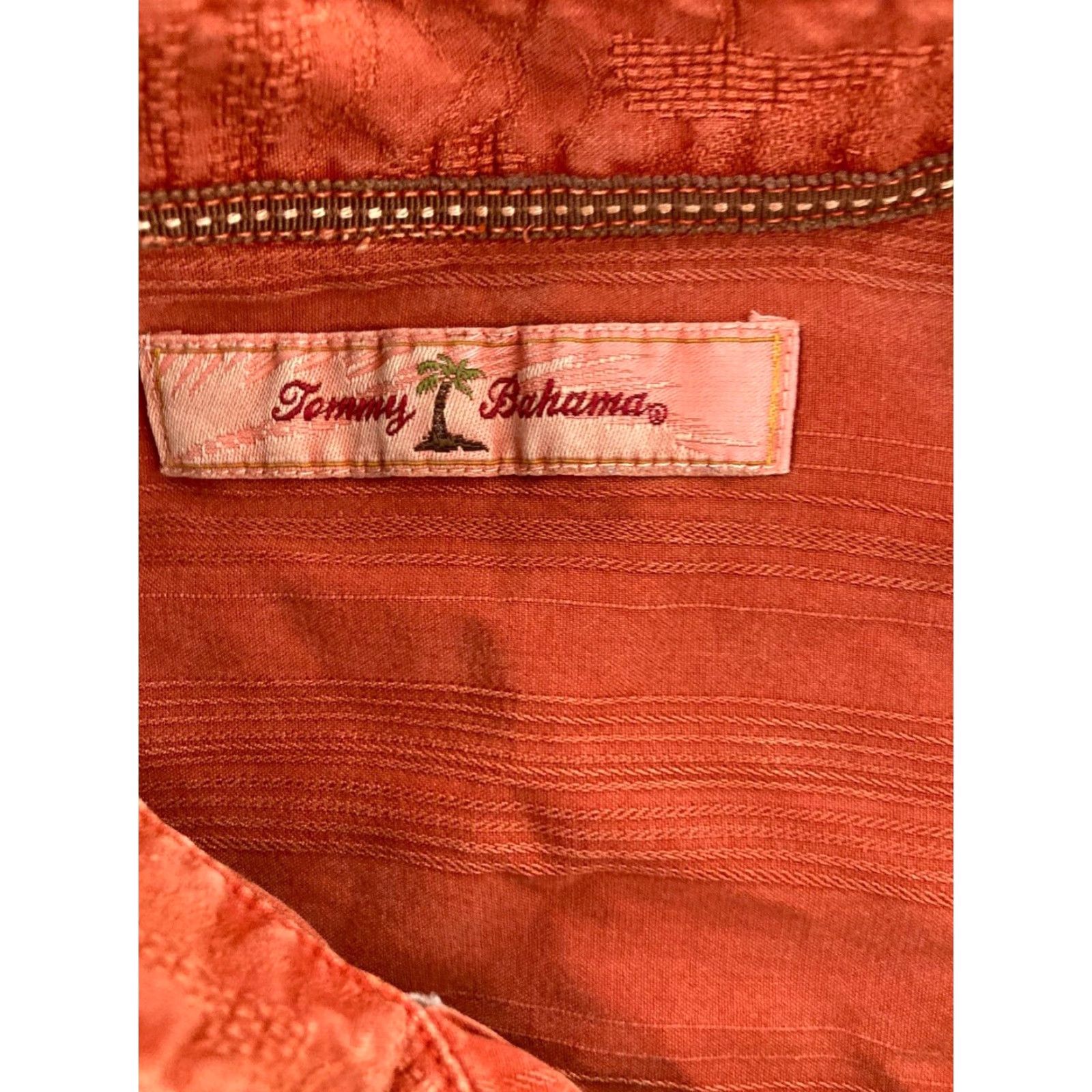 Tommy Bahama Tommy Bahama Button-Up Shirt Mens Medium Orange Tencel Cotton Long Sleeve Casual Beach Size US M / EU 48-50 / 2 - 6 Thumbnail