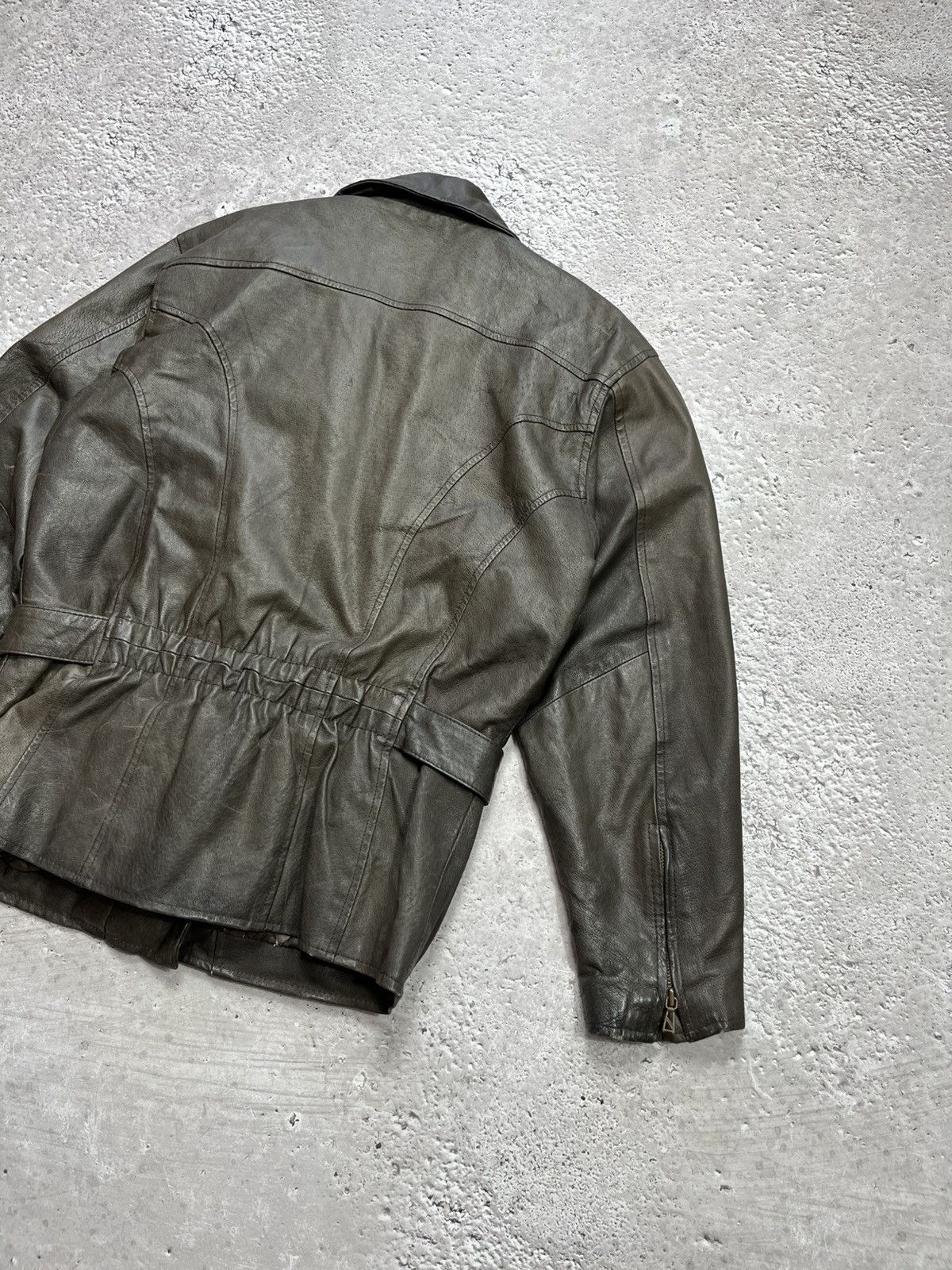 Leather Vintage Enjoy Brown Leather Jacket Belted Biker Style Size S Size US S / EU 44-46 / 1 - 15 Thumbnail