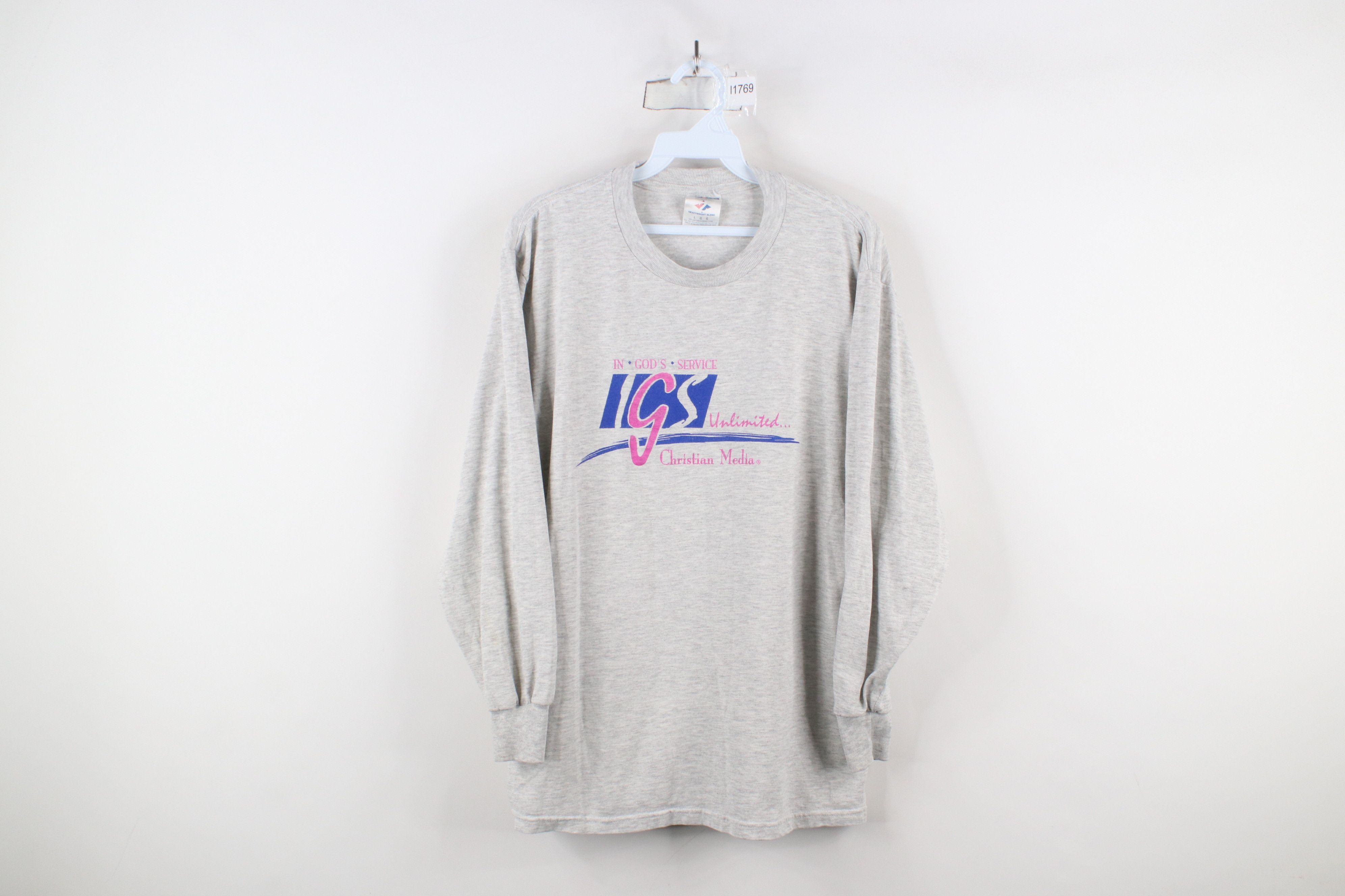 Vintage Vintage 90s Gods Service Christian Media Long Sleeve T-Shirt Size L / US 10 / IT 46 - 1 Thumbnail