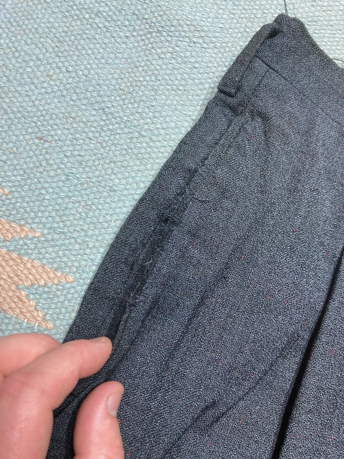 Vintage 1950s drop loop pants rayon wool? fleck rockabilly 30x28 Size US 30 / EU 46 - 6 Thumbnail