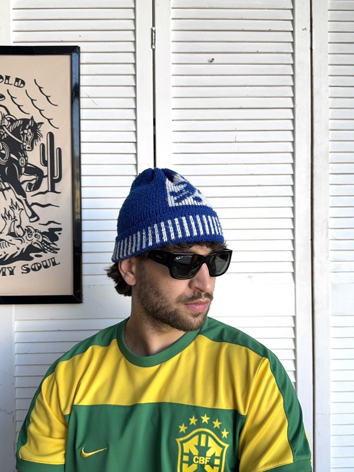Vintage Vintage 80s Football Soccer Knit Beanie Hat Oldschool Size ONE SIZE - 3 Thumbnail