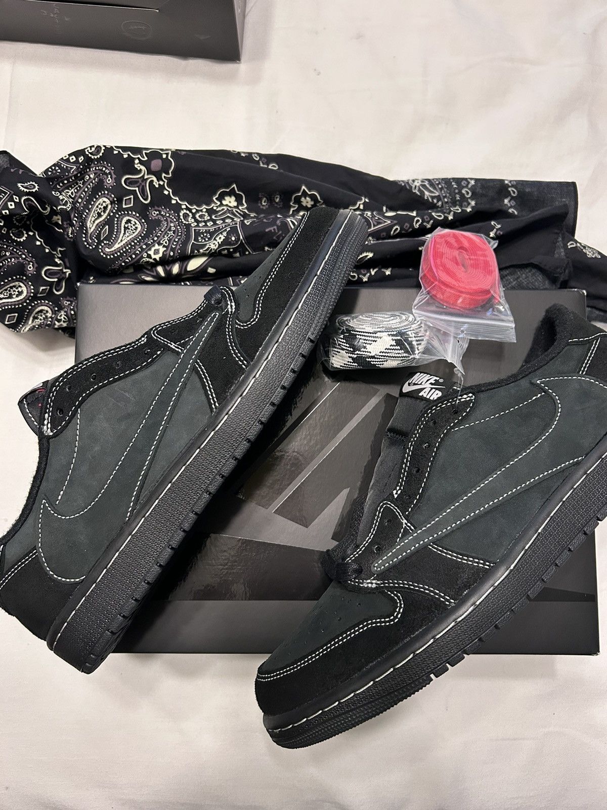 image of Jordan Nike Air Jordan 1 Low Travis Scott Phantom Shoes in Black, Men's (Size 11)