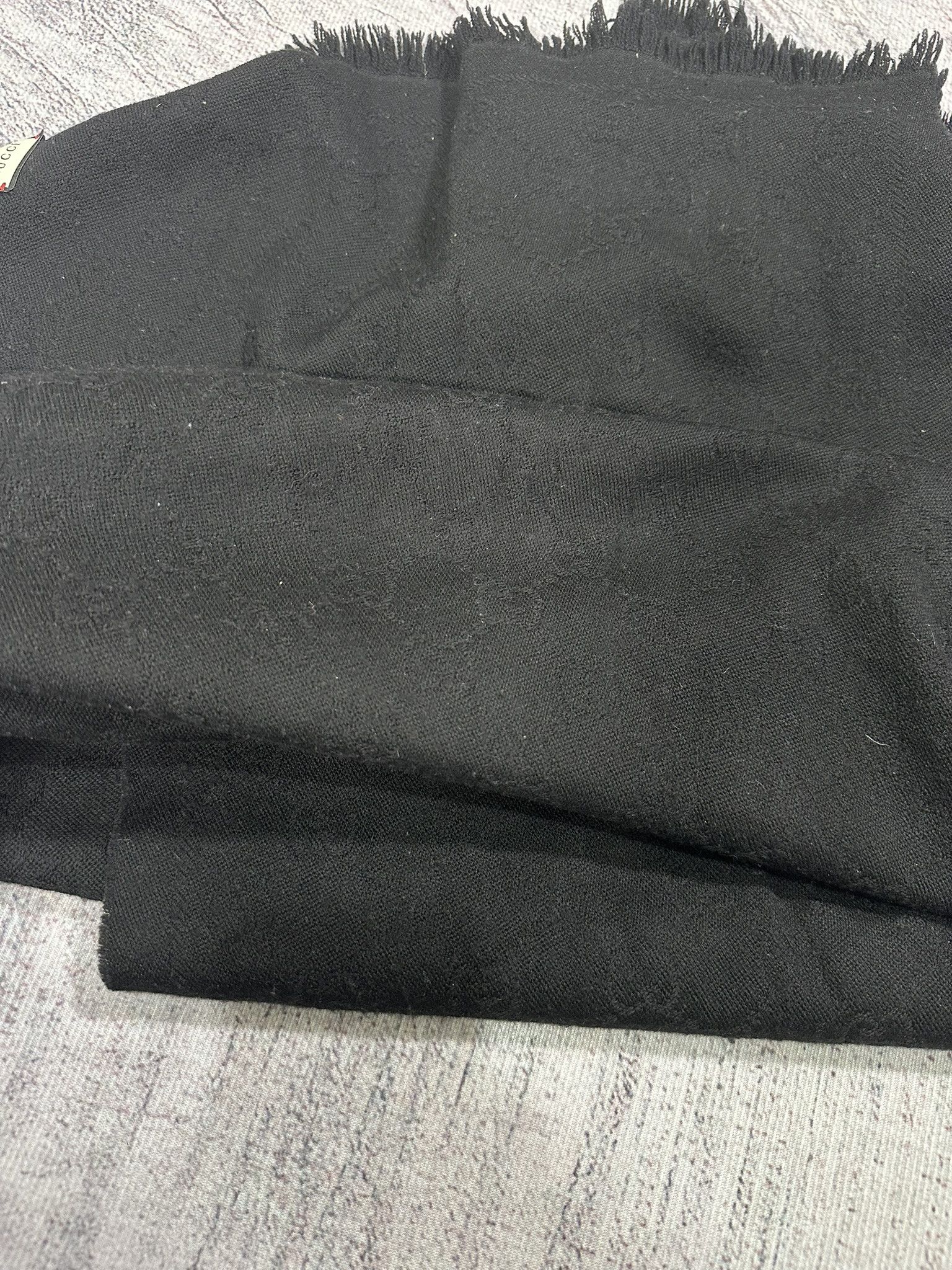 Gucci Gucci Scarf GG Monogram Logo Fringed Black Size ONE SIZE - 10 Thumbnail
