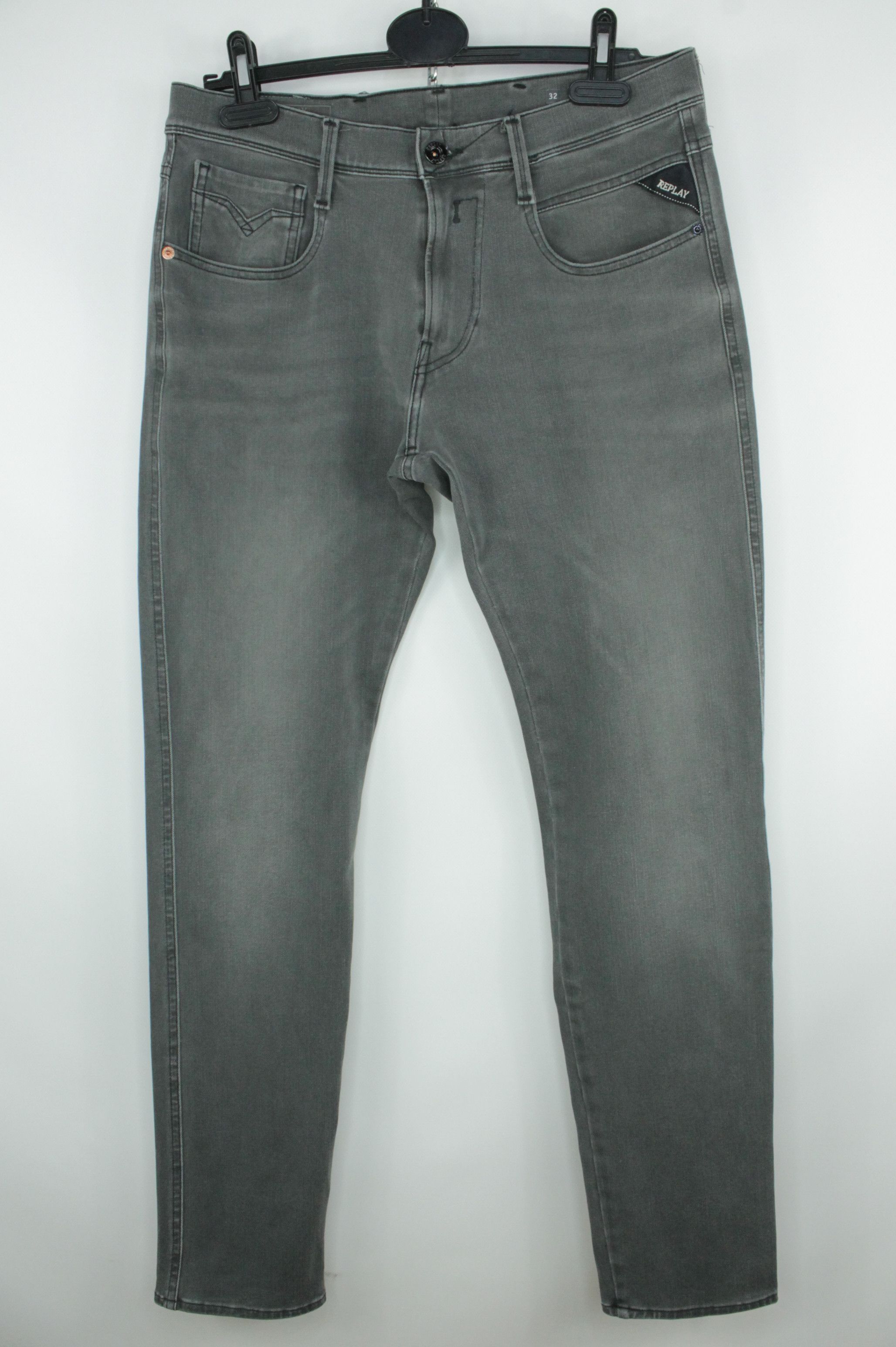Replay Replay Anbass Hyperflex Slim Fit Gray Stretch Denim Jeans Size US 32 / EU 48 - 3 Thumbnail