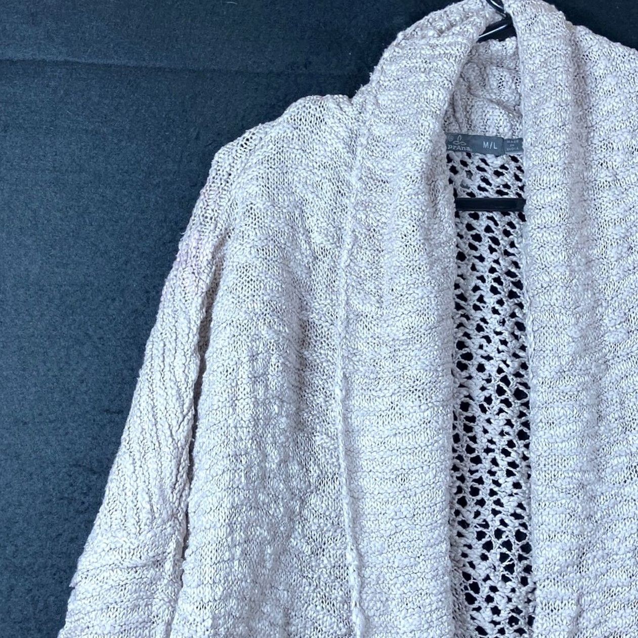 Prana prAna Womens Sweater Open-Knit Cardigan Tan 100% Cotton M/L Geometric Knit Casual Warmth Boho Vintage? Size M / US 6-8 / IT 42-44 - 3 Thumbnail