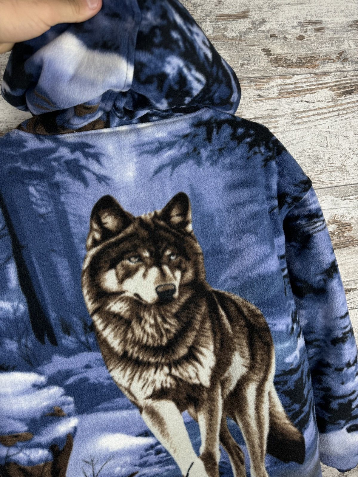 Vintage Vintage fleece Wolf Sherpa full print art animal gorpcore Size US L / EU 52-54 / 3 - 11 Thumbnail