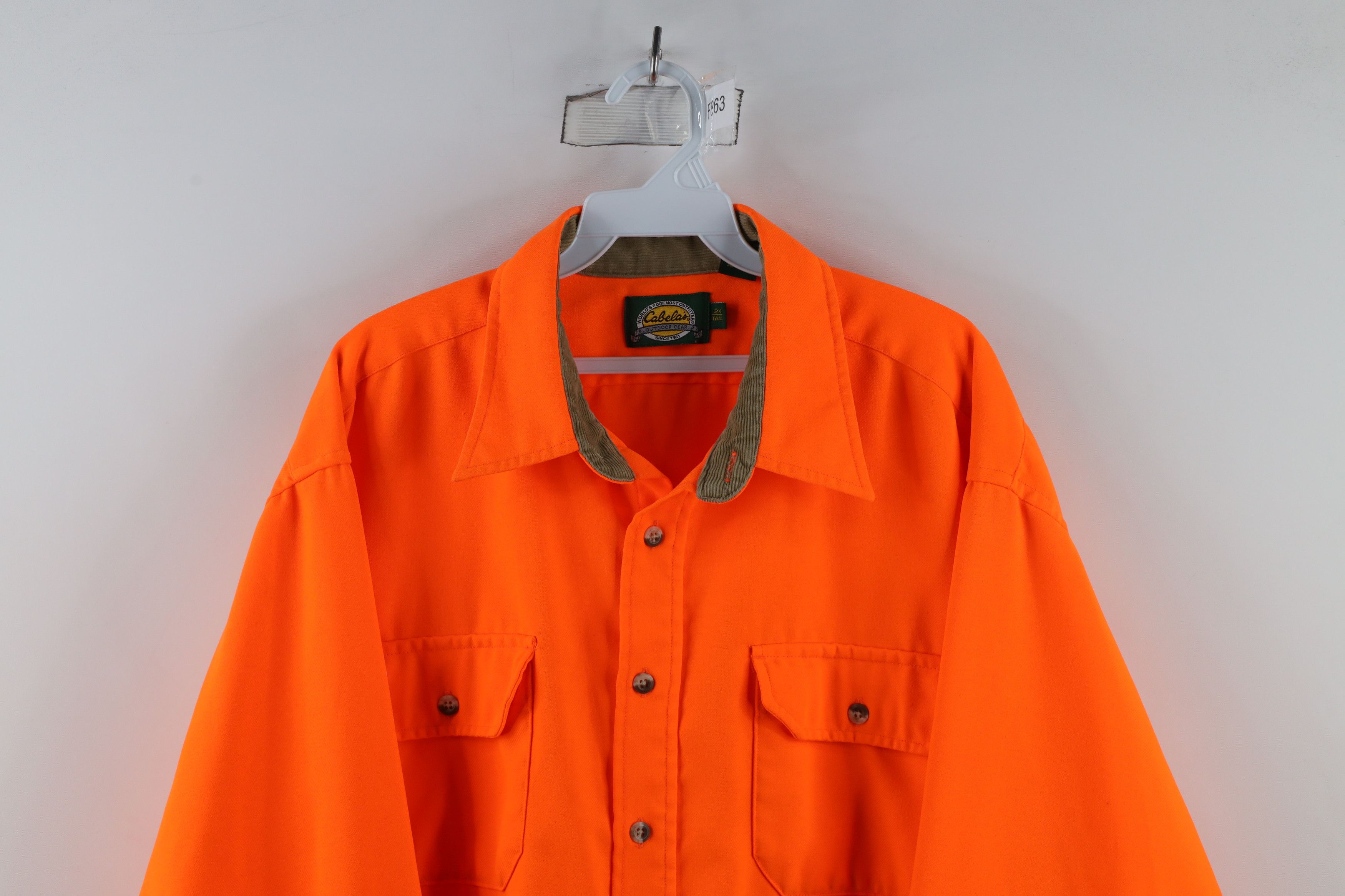 Cabelas × Vintage Vintage 90s Cabelas Heavyweight Button Shirt Blaze Orange Size US XXL / EU 58 / 5 - 2 Thumbnail