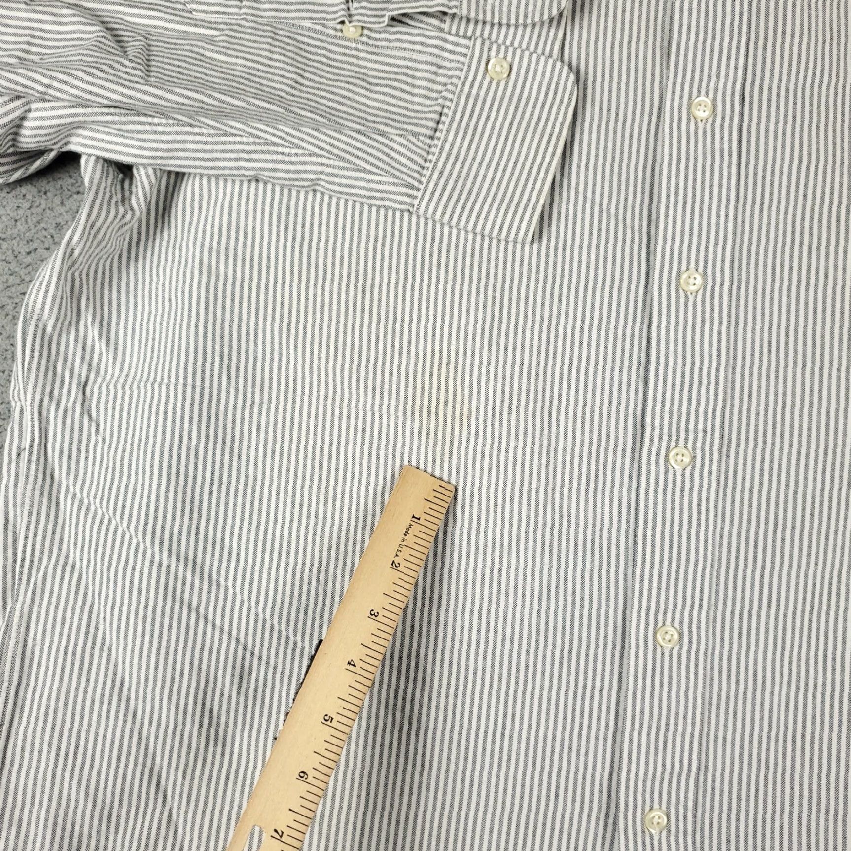 Ralph Lauren VINTAGE Ralph Lauren Shirt Mens 16.5 Gray Striped Pony Dress Button Up Long Sleeve - Non-Iron, Classic Business Casual Men’s Shirt 16.5 Gray Mens Size 42R - 3 Thumbnail