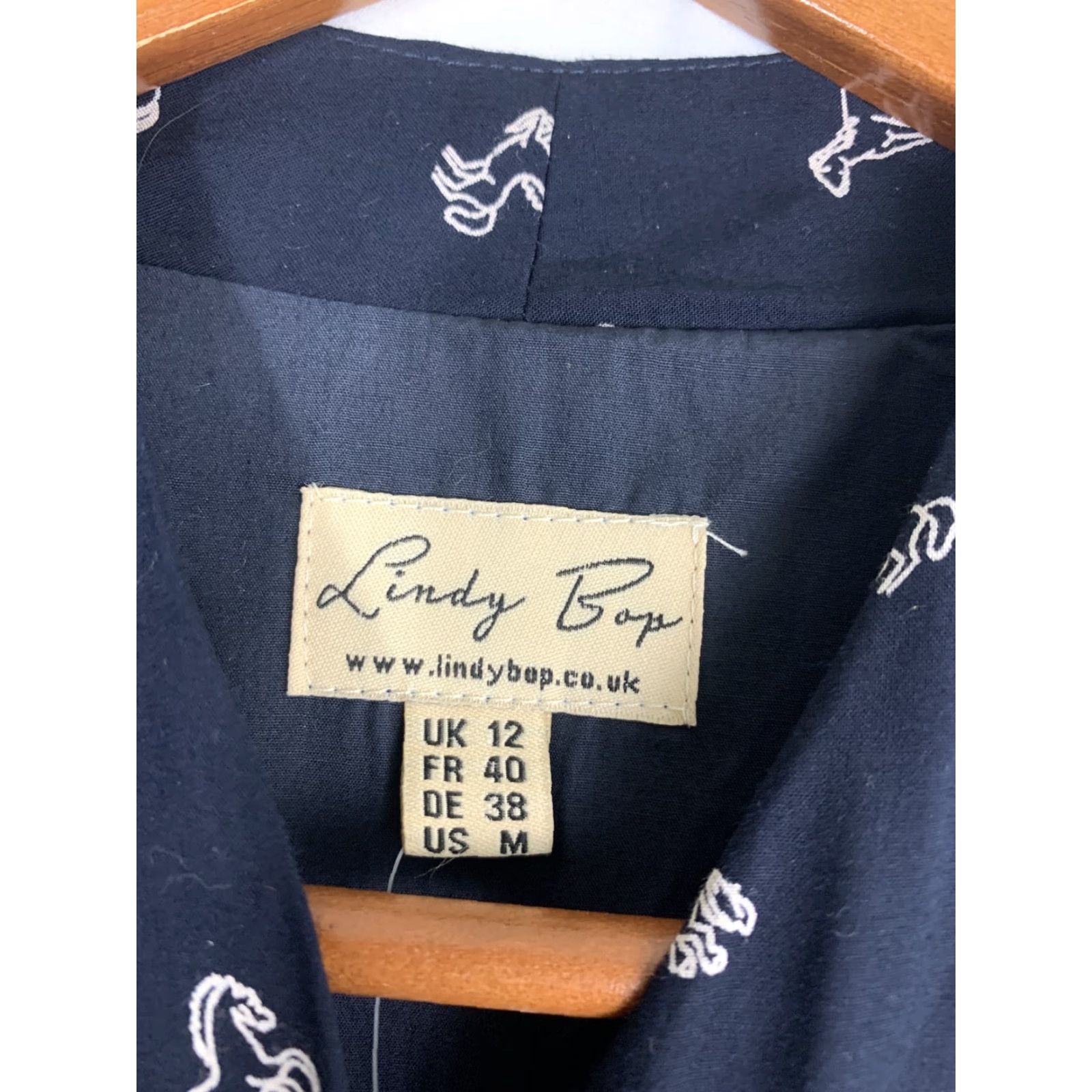 Vintage Lindy Bop Dress Knee Length Womens M Black Horse Short Sleeve Fit & Flare Size 32" / US 10 / IT 46 - 7 Thumbnail