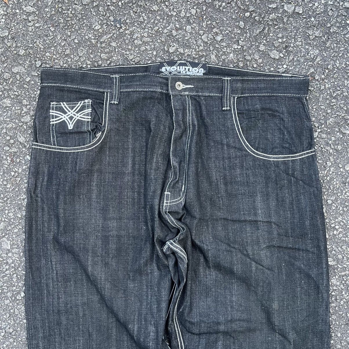 JNCO VINTAGE Y2K BLACK JEANS EVOLUTION LOOSE FIT BAGGY DENIM Size US 42 / EU 58 - 4 Thumbnail