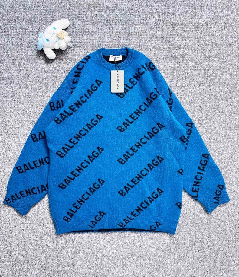 Balenciaga Balenciaga Lake blue bullet screen letter logo knitted swea Size US XS / EU 42 / 0 - 1 Thumbnail