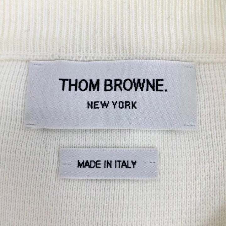 Thom Browne Thom Browne White Classic Four-Bar Cotton Sweater Size US L / EU 52-54 / 3 - 5 Thumbnail